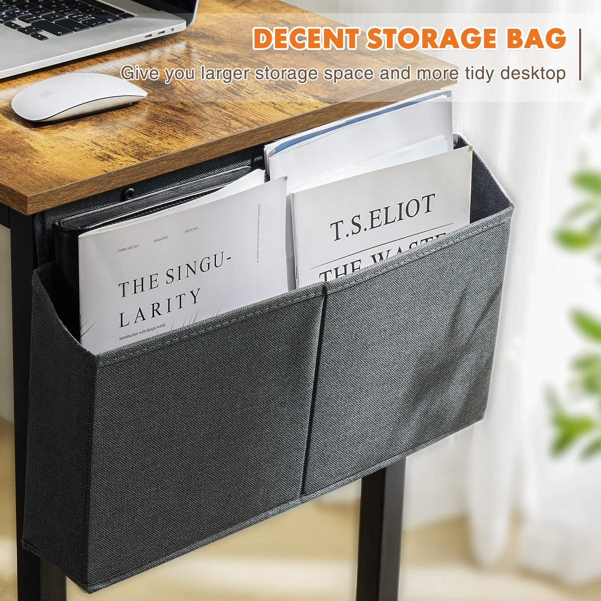 Sweetcrispy Small Computer Office Desk 32 Inch Kids Student Study Writing Work with Storage Bag & Headphone Hooks Modern Simple Home Bedroom PC Table