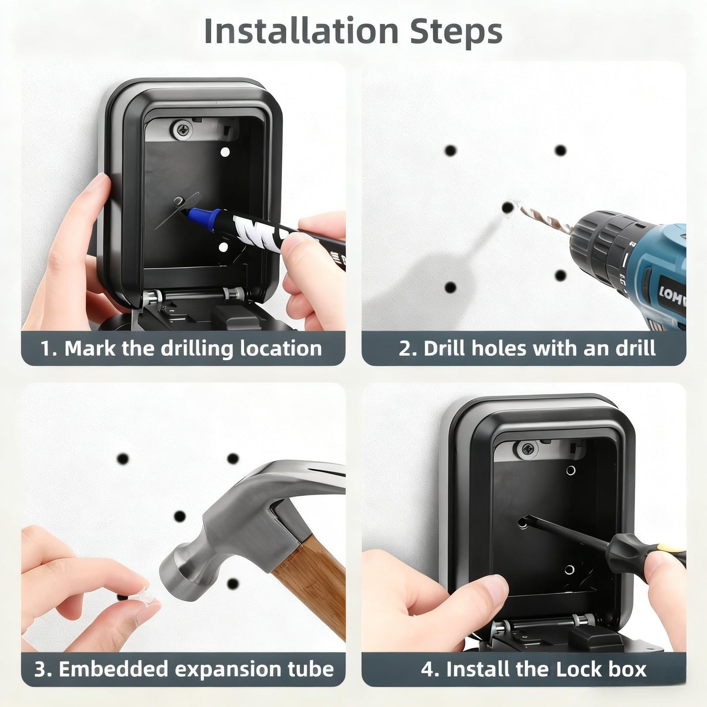 Smart Key Lock Box for Outdoor, Waterproof Key Safe with Code, APP Bluetooth Control Lockbox