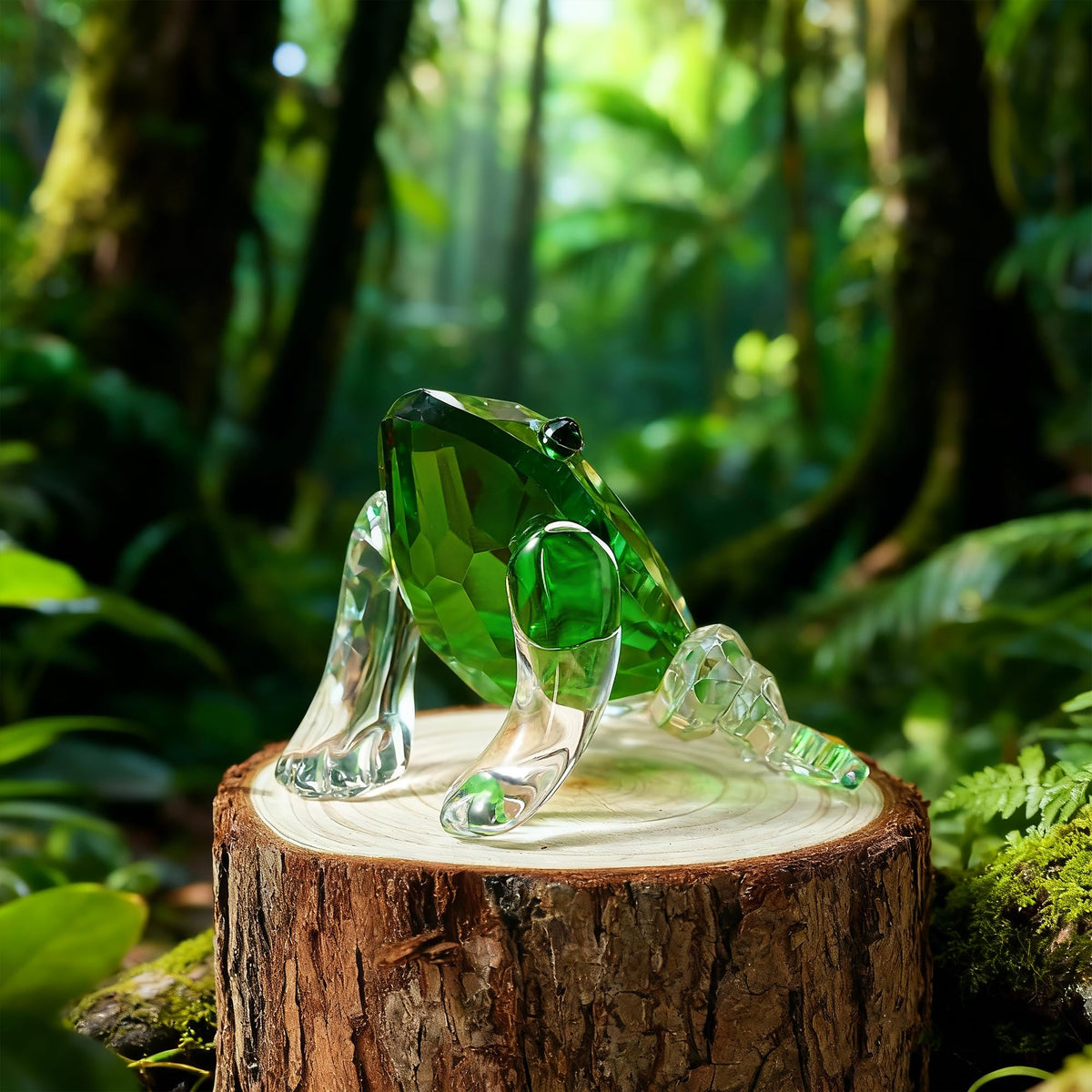 H&D HYALINE & DORA Small Crystal Frog Figurine Collection Paperweight Table Centerpiece Ornament(Green)