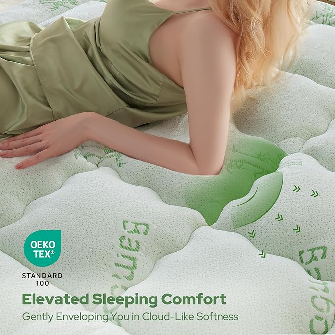 BEDLORE Queen Mattress Topper Viscose Derived from Bamboo, Thick Pillow Top