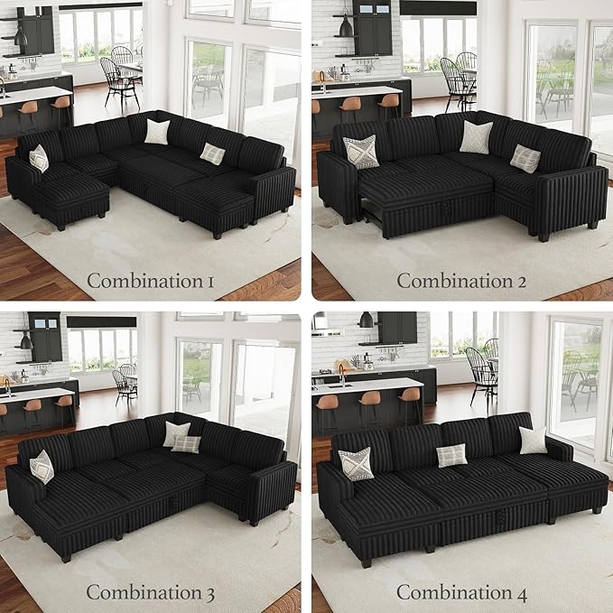Belffin Corduroy Fabric Ottoman