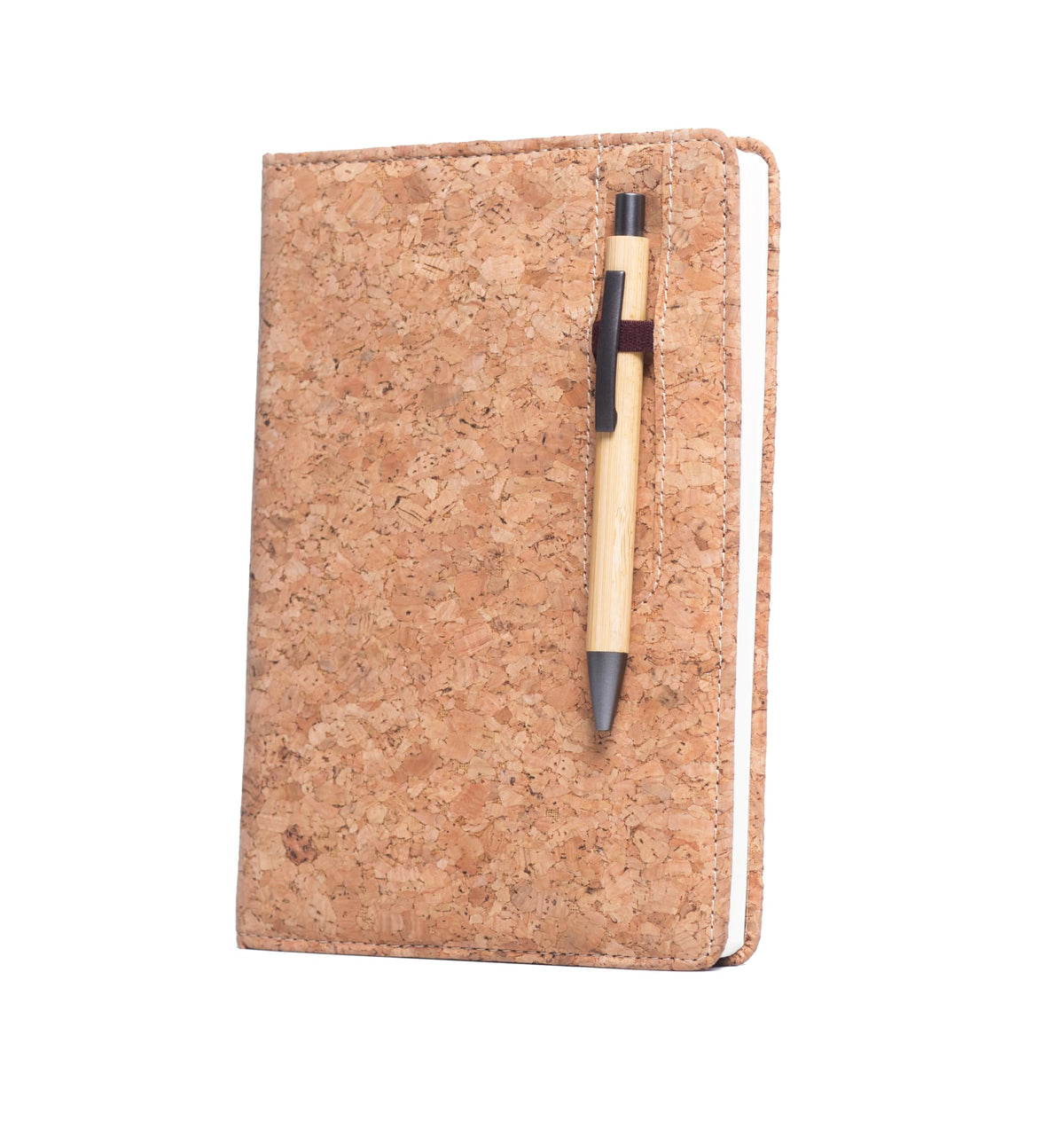 ECORA 100% Recycled Eco-friendly Writing Notebook, Diary, Journal with Loop and Bamboo Pen | Lined, Hardbound, Smooth Cork Cover (192 Pages) | Premium Gift Stationary for School/College/Office Work