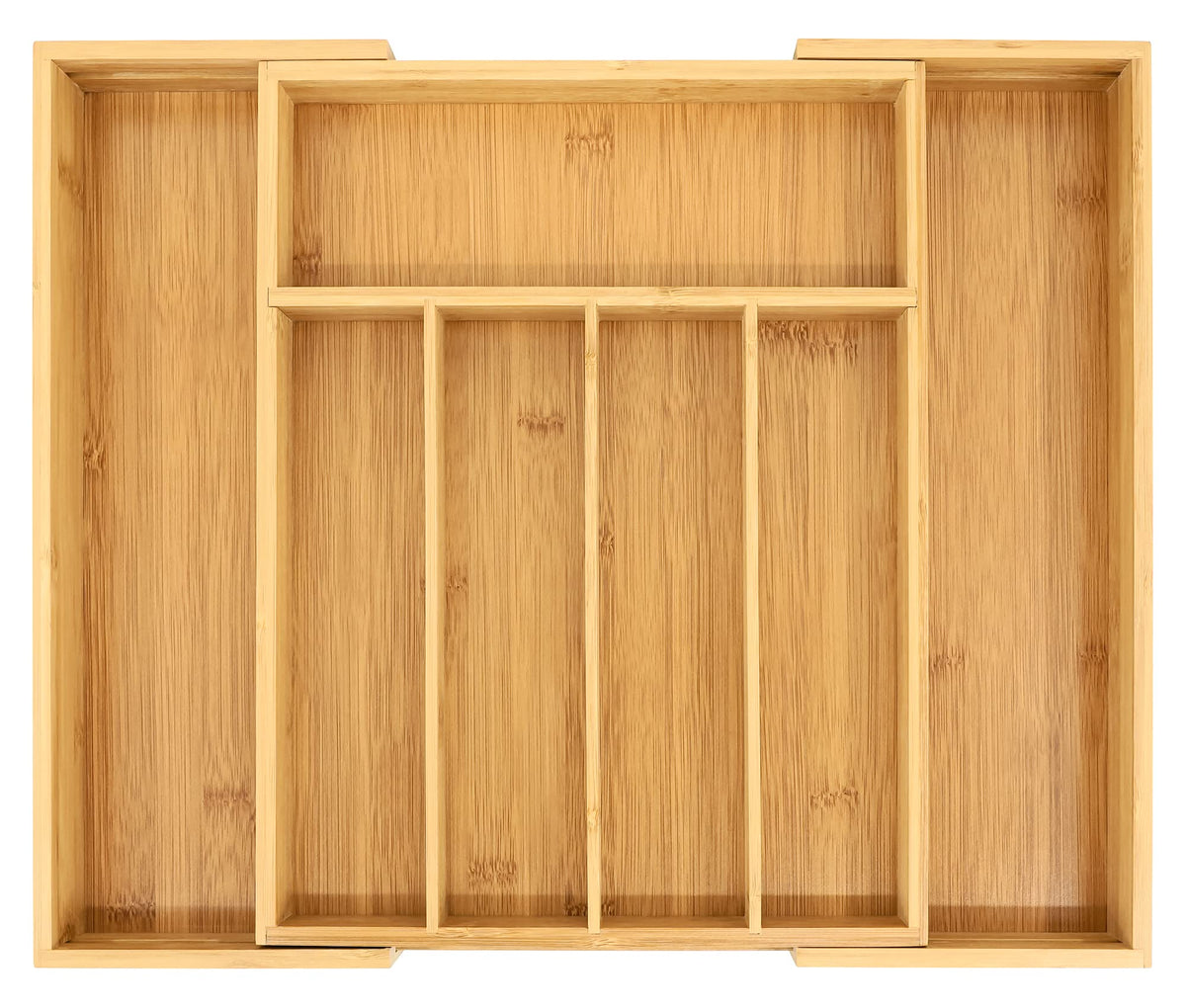 VaeFae Bamboo Drawer Organizer, Expandable Silverware Drawer Organizer, Cutlery Tray with Dividers for Kitchen Utensils, Medium