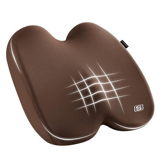 Skechers Seat Cushion, Ergonomic Memory Foam Cushion for Long Sitting Hours on Office & Home Chair, Car Seat Cushion for Sciatica, Coccyx Cushion,Brown