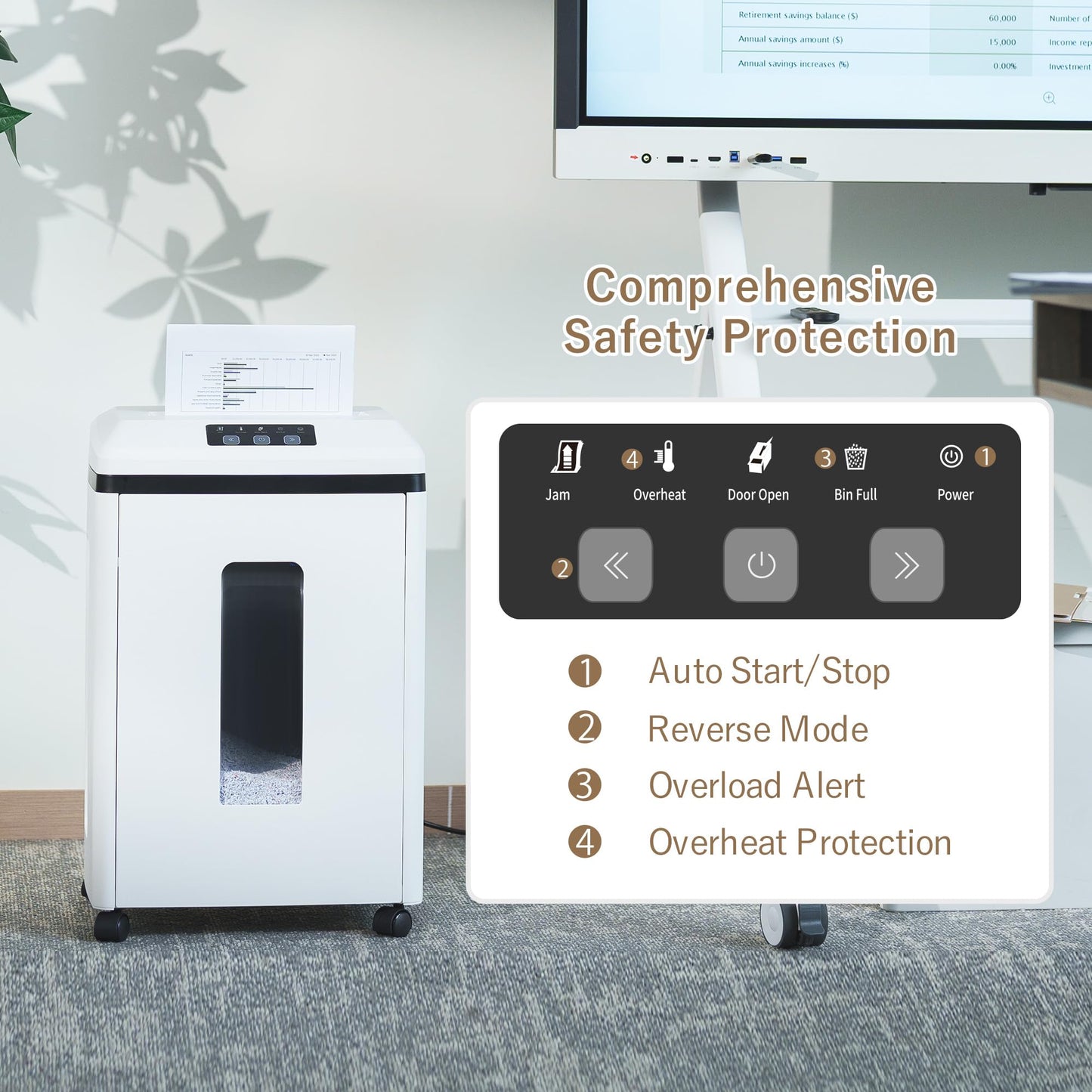 Effeluviate Professional Commercial Paper Shredder: P-7 Security Super Micro-Cut 1x1.7mm 7 Sheets/CDs/Cards/Staples 6-Gal Bin Heavy Duty for Home/Office/Industrial/Business Use-Confidential Documents
