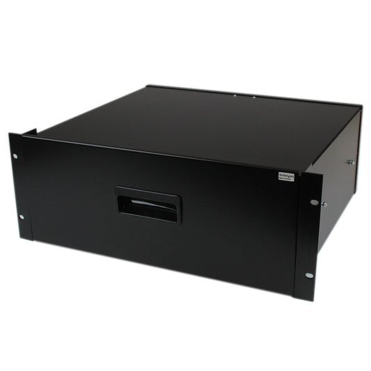 StarTech.com 4U Rack Mount Drawer - 55 lb (25 kg) - 4U Steel Storage Rack Drawer for 19" AV / Sever / Network Equipment Rack or Cabinet (4UDRAWER) Black