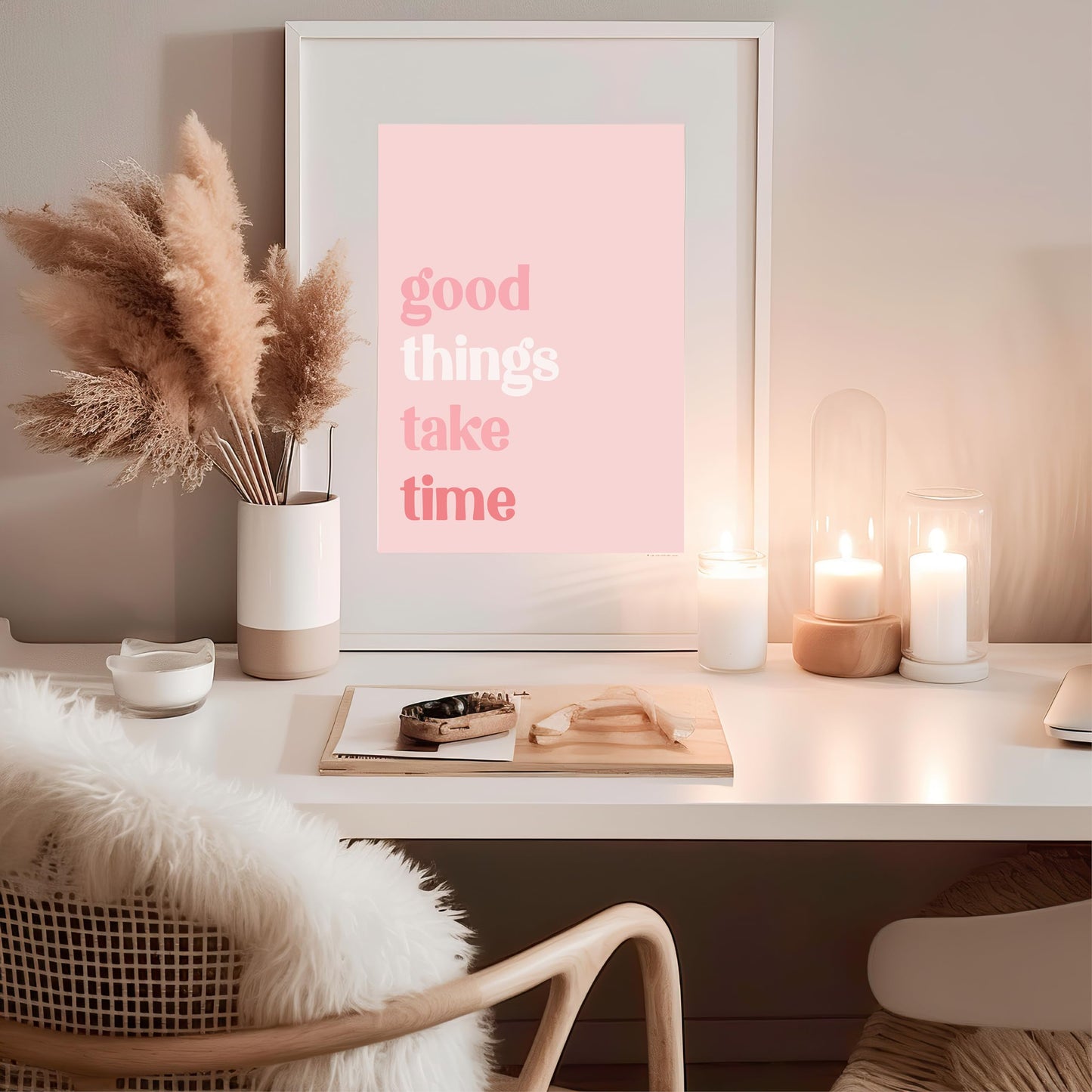 ImpressedCo Motivational Wall Art for Women - 4 Pcs Set Pink Aesthetic 8"x10" Poster Prints - Home Office Desk Inspirational Wall Decor Pictures for Adults Teens & Kids - Positive Mindset Affirmations Quotes Artwork for Bedroom (UNFRAMED)