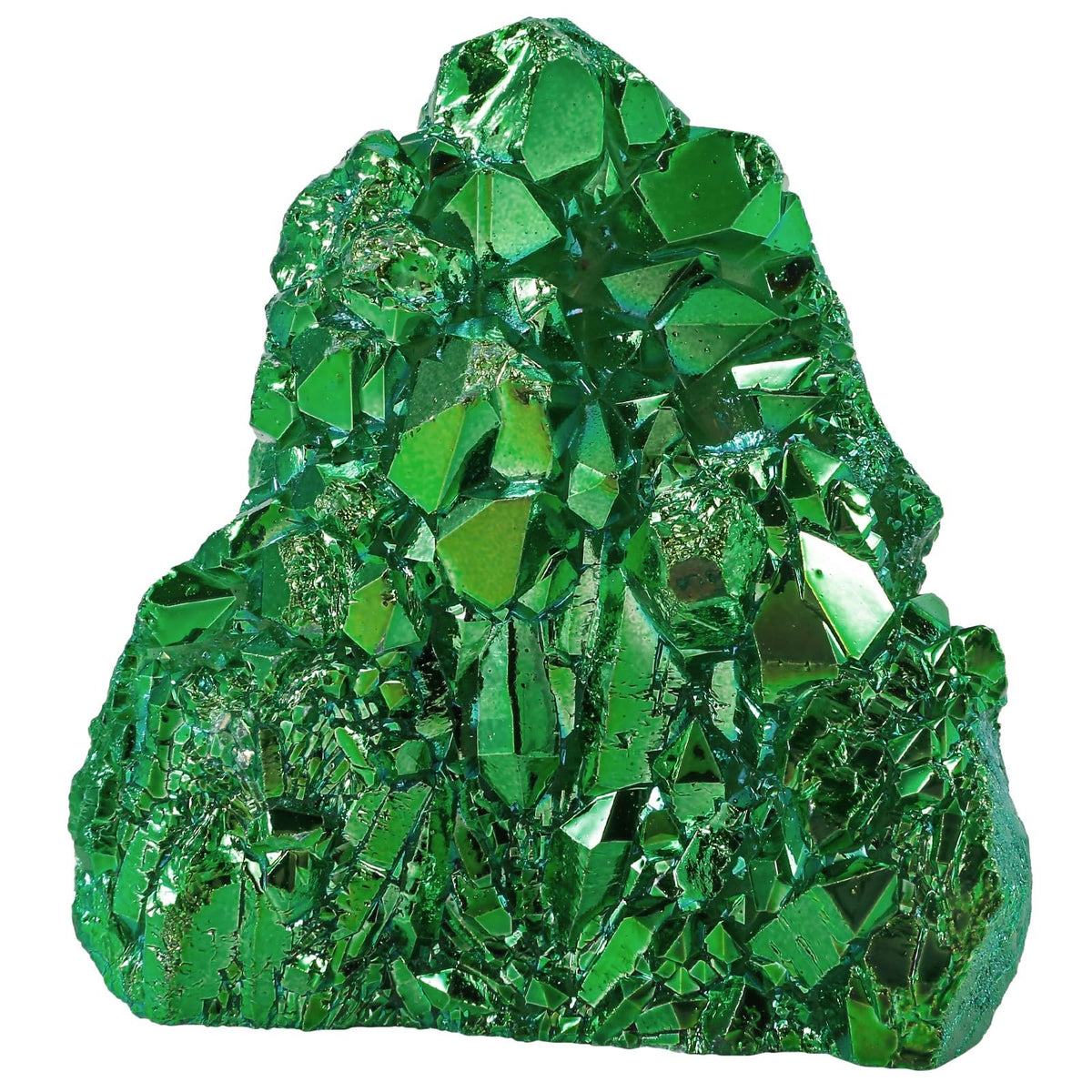 Sportmusies Titanium Coated Rock Crystal Cluster Specimen Home Office Decoration, Irregular-Shaped Quartz Cluster Stone for Reiki Healing Meditation, Green