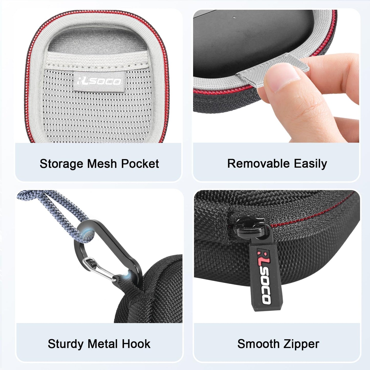 RLSOCO Hard Case for Bowers & Wilkins Pi8 Wireless Earbuds | Shockproof, Dustproof, Water-Resistant Storage Pouch, with Sturdy Metal Hook (Case Only)