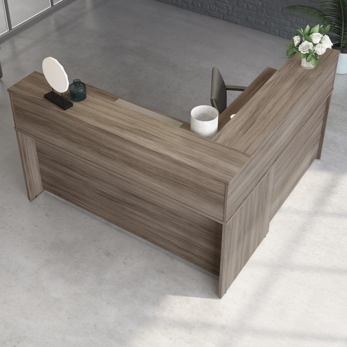 OfficeWorks by Sauder Affirm Reception Station, L: 70.87'' x W: 70.87'' x H: 13.58'', Hudson Elm