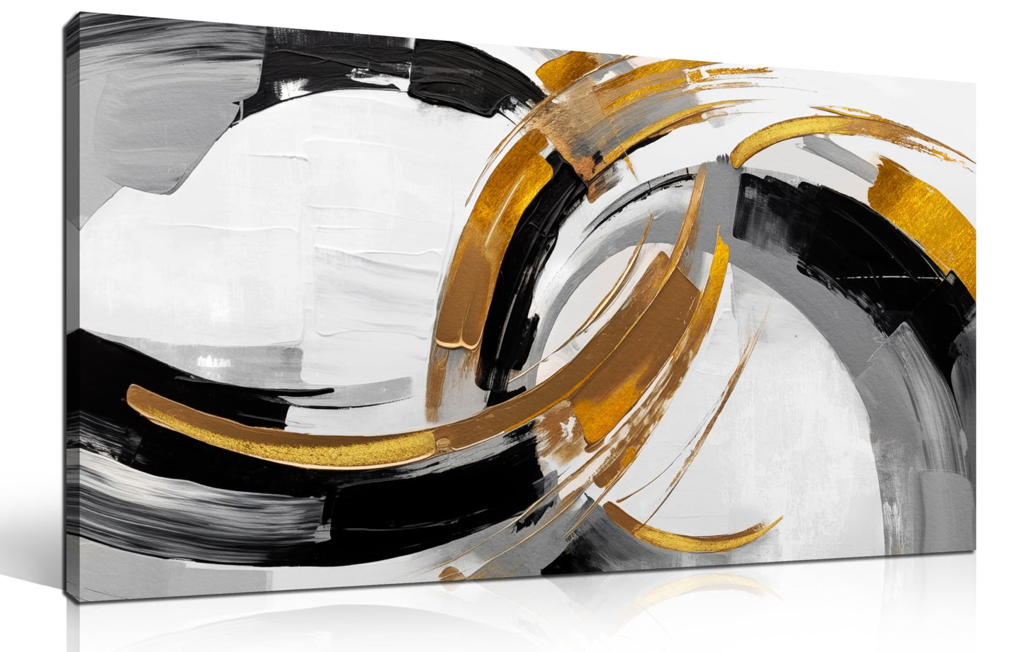 AUUZAIUA Large Abstract Canvas Wall Art for Living Room Black White and Gold Minimalist Line Artwork for Bedroom Office 20"x40"