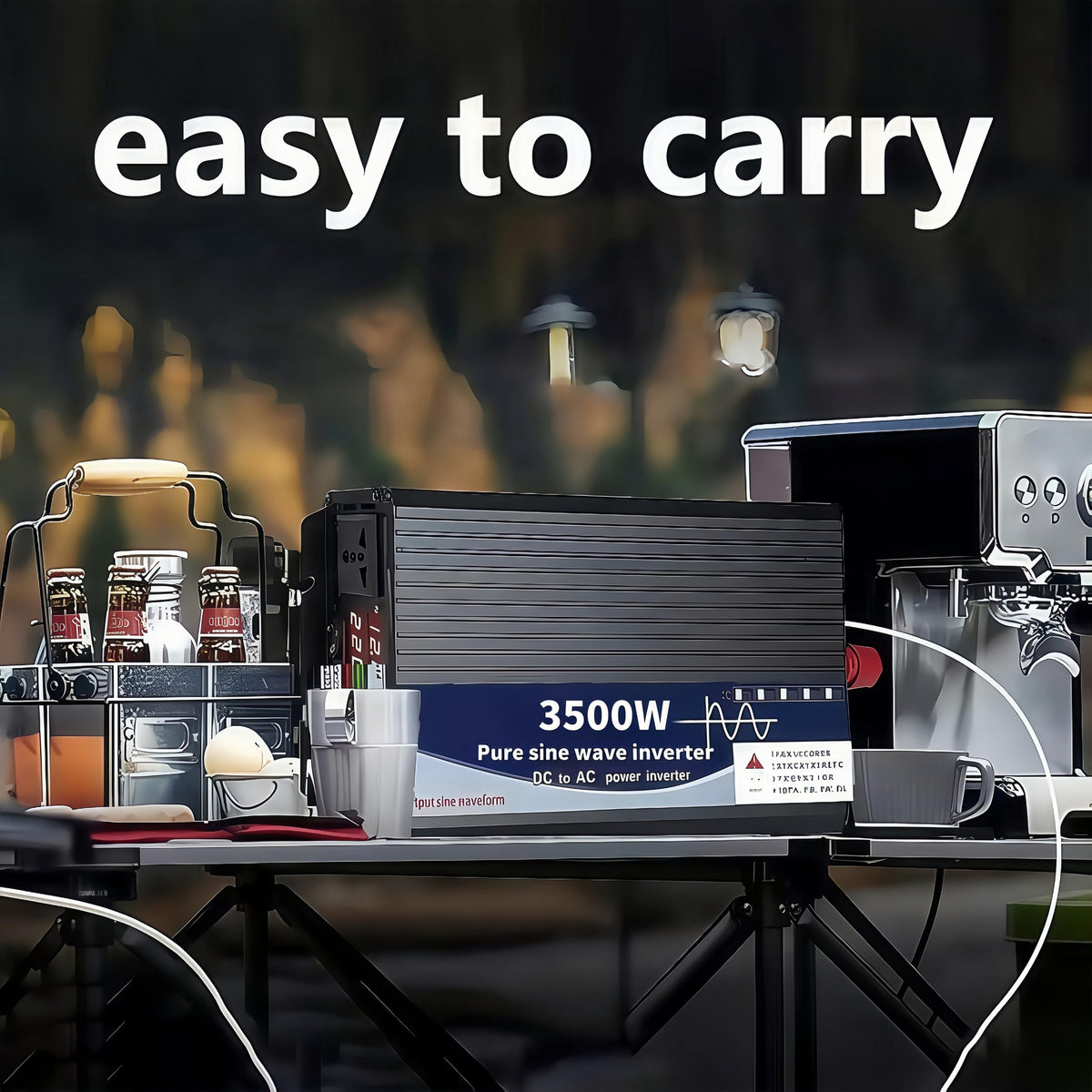 3500W Power Inverter 72V DC to 110V AC Converter with LED Display Dual AC Outlets Dual Fans Radiating for RV, Camp, Boat and Home Emergency Portable Pure Sine Wave Inverter (LED Screen, 3500W 72V)