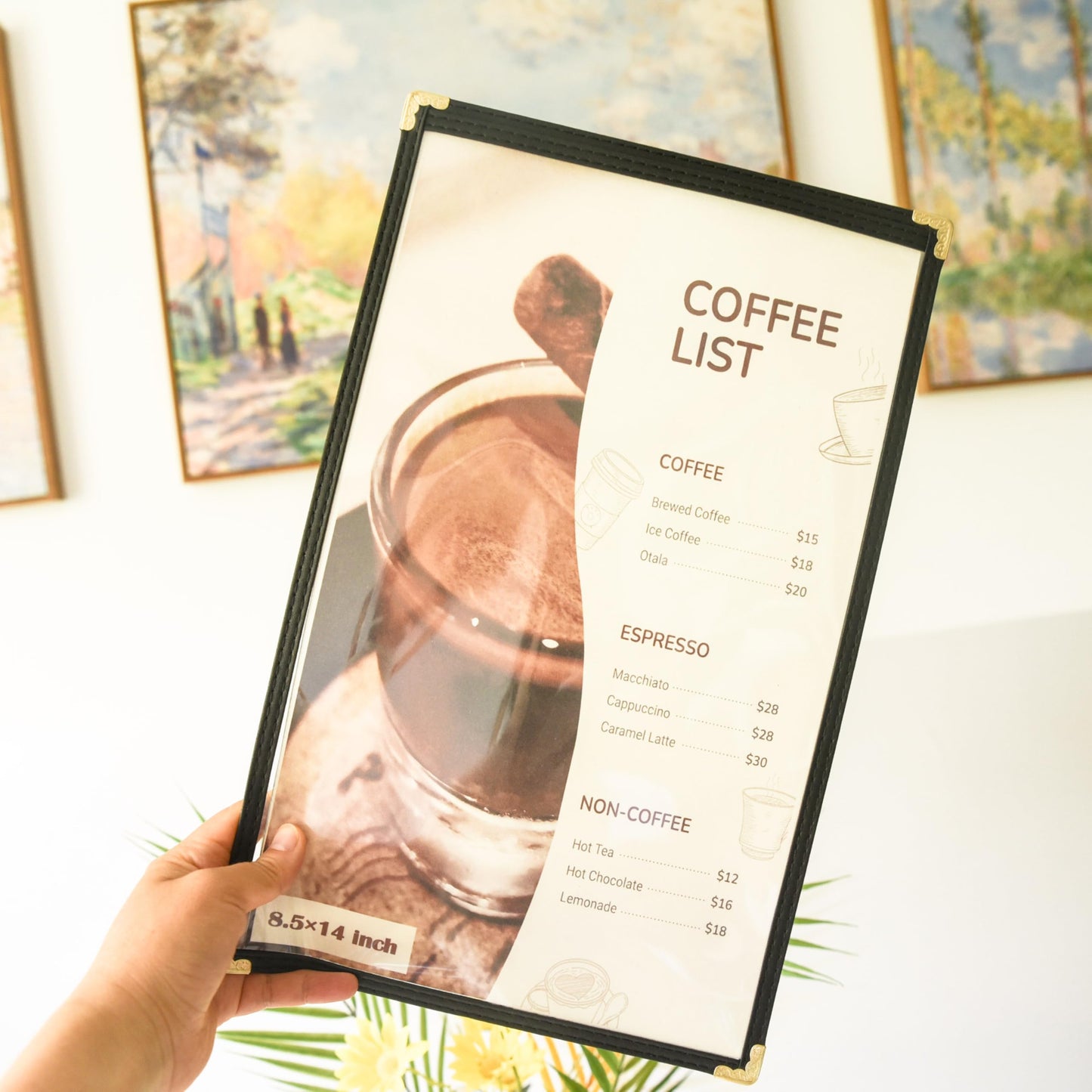 Menu Covers 25 Pack 8.5 x 14 inch - Black Vinyl Menu Holders with Clear Sleeves | 2-View Waterproof Restaurant Menu Protectors | Top-Loading for Cafes, Diners & Catering