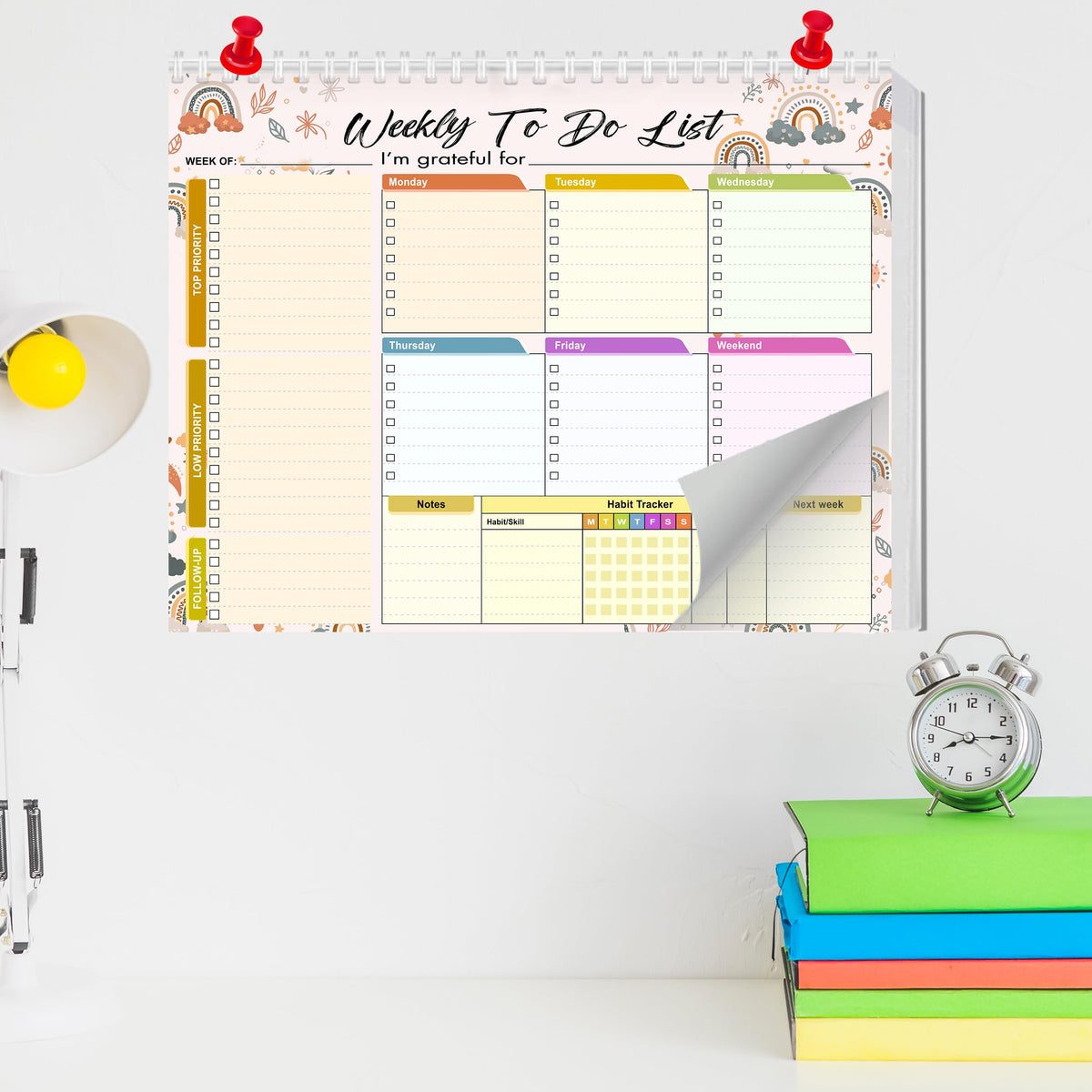 Weekly Planning To-Do-List Pad, 52 Undated Sheets for Daily To-Do Lists, Habit Tracking, Academic Scheduling, and Productivity Goals - Perfect for Work, Home, and Office Organization 8.5x11 inches