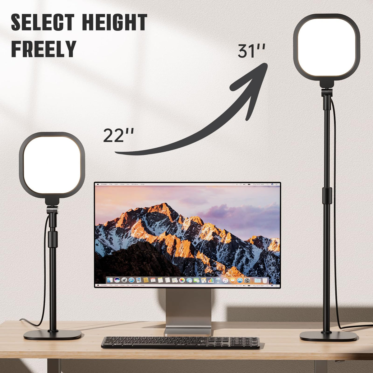 2 Packs Video Conference Lighting Kits, Dimmable Desk Ring Light with Stand and Phone Holder, Computer Laptop Light for Zoom Meeting, Video Calls, Live Streaming, Podcasting, Video Recoring