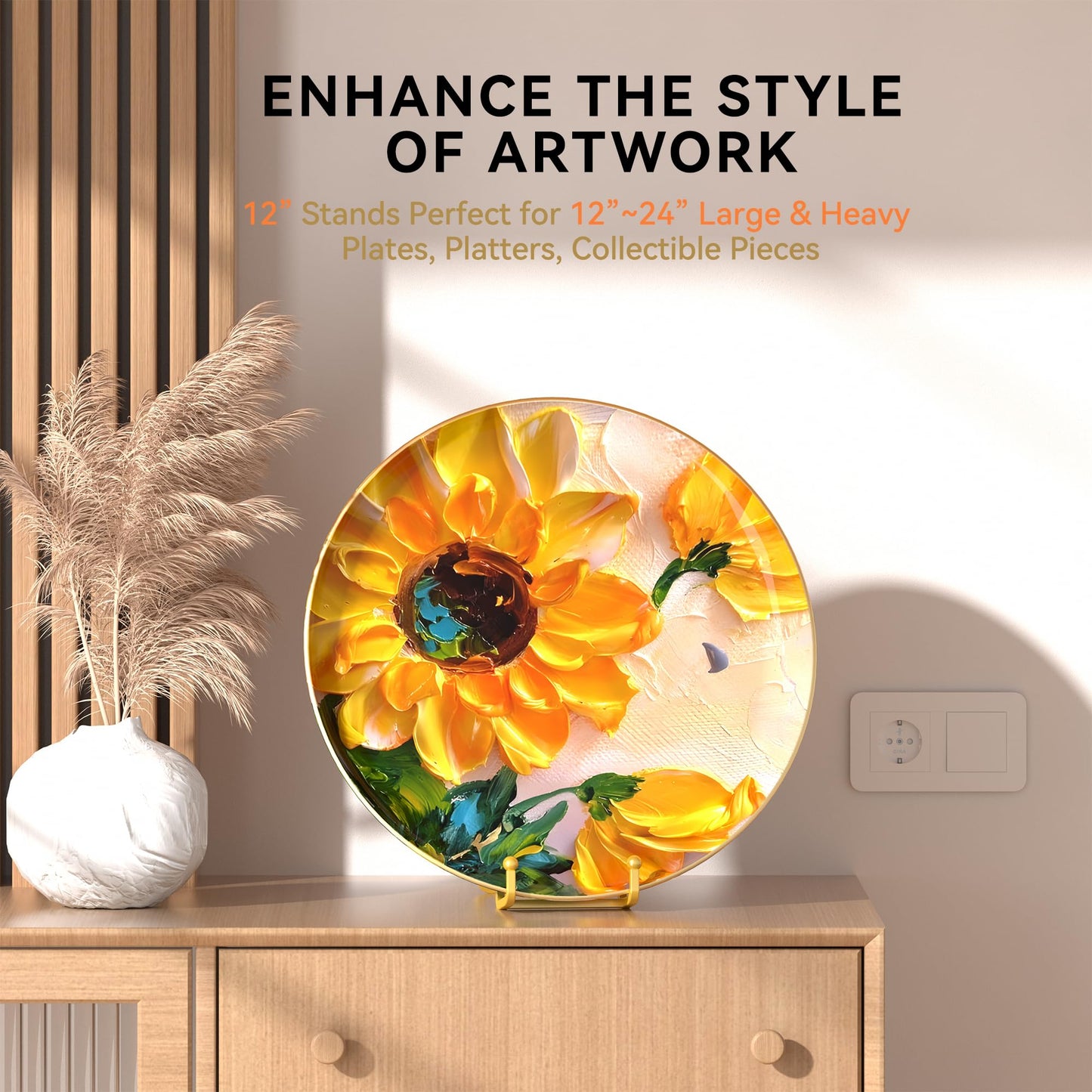 IPAME Plate Stands for Display 12 Inch Heavy Duty - Metal Picture Frame Easel Stands for Large Plates, Books, Platters, Plaques, Decor (Gold 2 Pack)