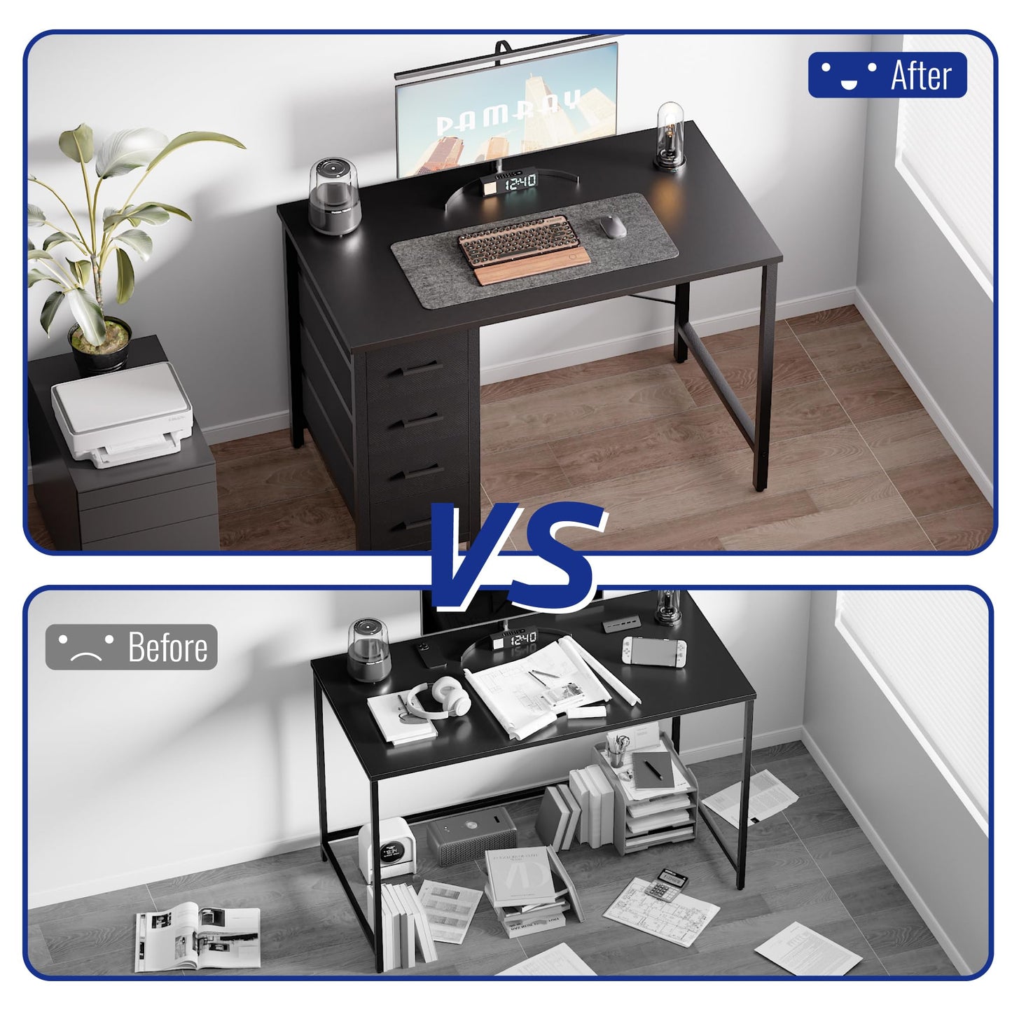 Pamray 32 Inch Computer Desk with 4 Drawers Small Office Desk for Home Bedroom Study Writing Simple Modern Computer Table Marble