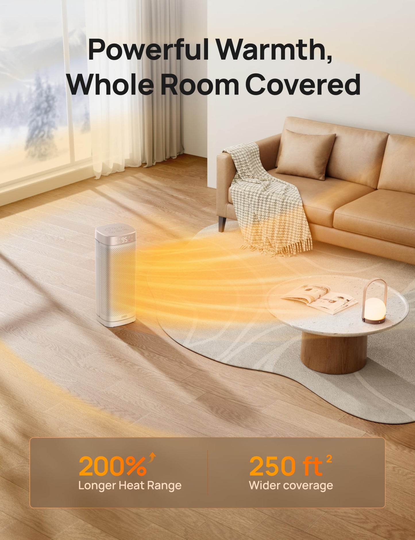 DREO Space Heaters for Indoor Use, 1500W Fast Heating Portable Heaters with Remote, Large PTC Ceramic Electric for Bedroom, 12H Timer, 70° Oscillation, Overheat Protection, Safety Heat for Home Office