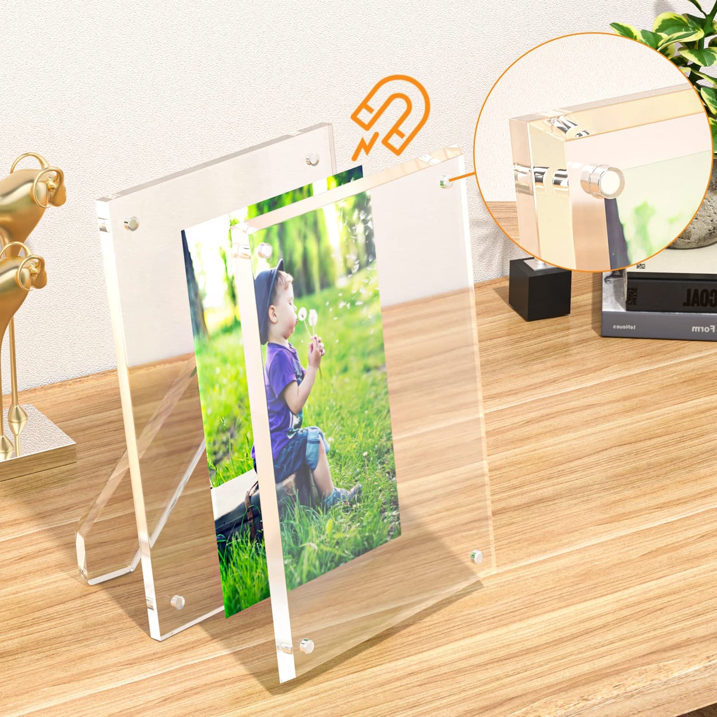 NIUBEE 8.5 by 11 Acrylic Picture Frame,Clear Document Certificate Frames with Magnets for Marriage Graduation, 2 Pack