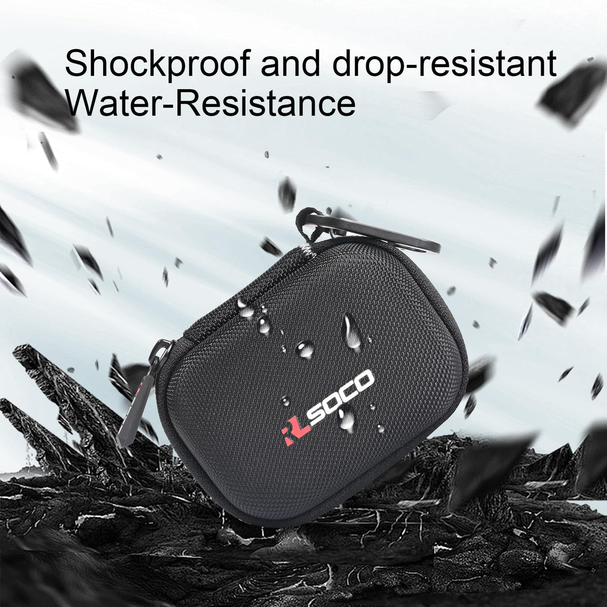 RLSOCO Hard Case for JBL Endurance Peak 3 Dust and Water Proof (IP68) True Wireless Active Earbuds | Storage Pouch with Sturdy Metal Hook | Compact Design with YKK Zipper (Case Only)
