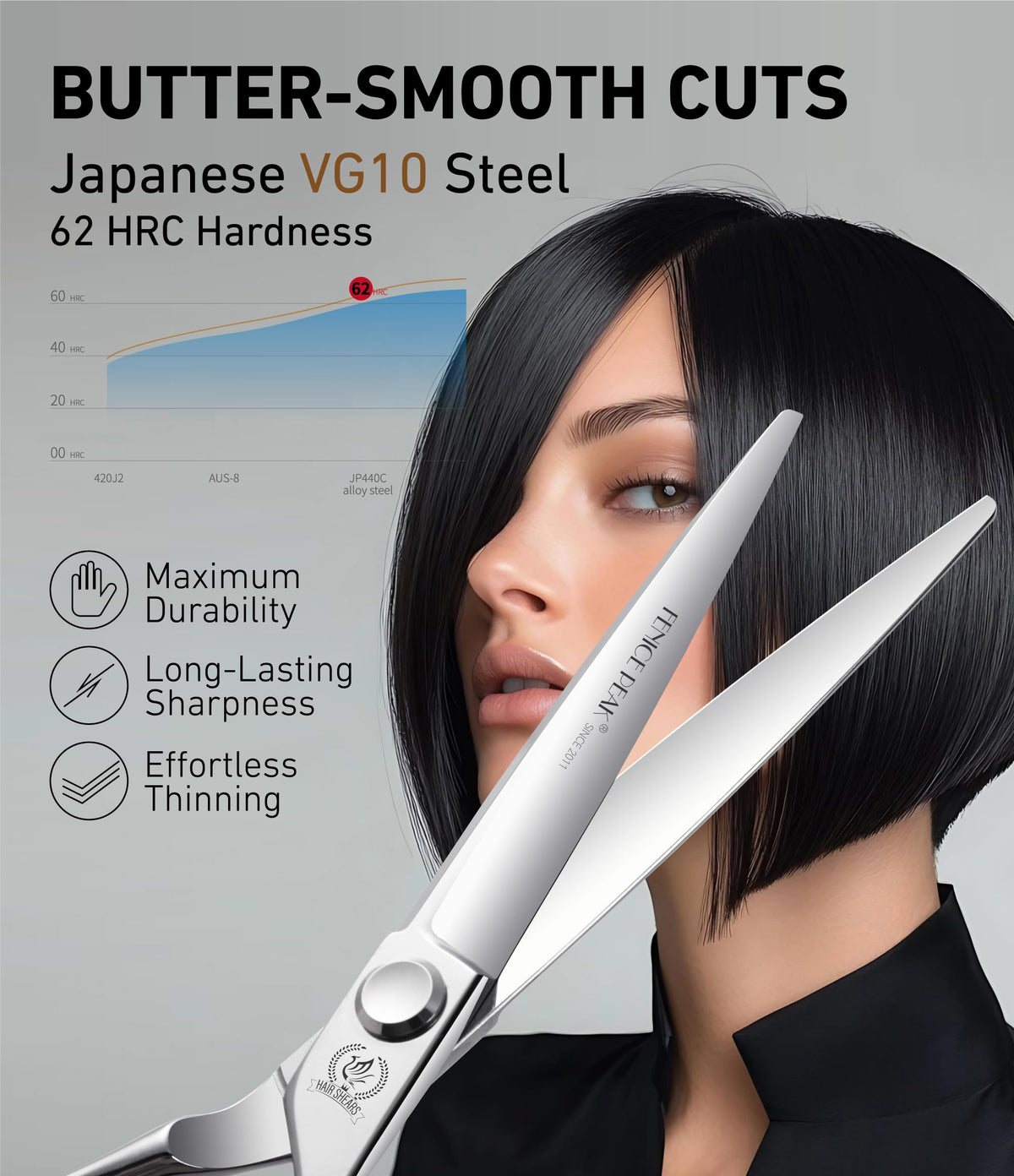 Fenice Peak 6 Inch 29 Teeth Professional Hair Thinning Scissors, VG10 Japanese Steel Texturizing & Blending Shears for Barbers, Salon Stylists & Home Use, CNC Precision Sharpened