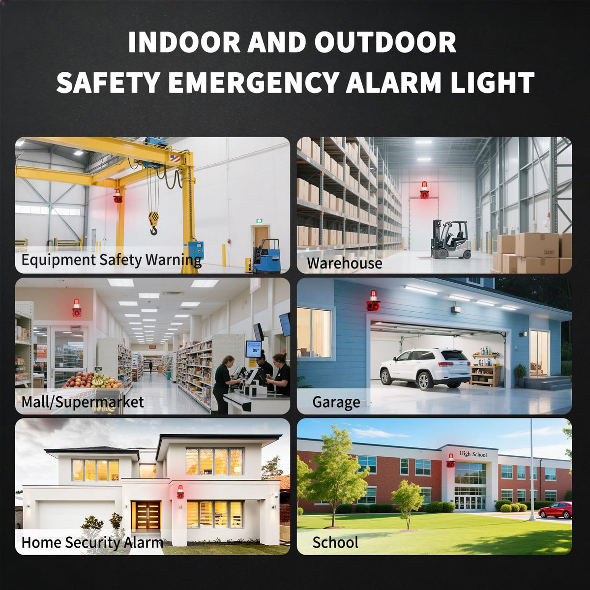 kbaoele AC110V Industrial Siren Alarm Strobe Light-120dB Loud Horn&Red Beacon Warning Light,Waterproof Indoor/Outdoor Safety Alarm for Emergency,Factory,Office,Fires,Tornado,Intruders,Animal Deterrent