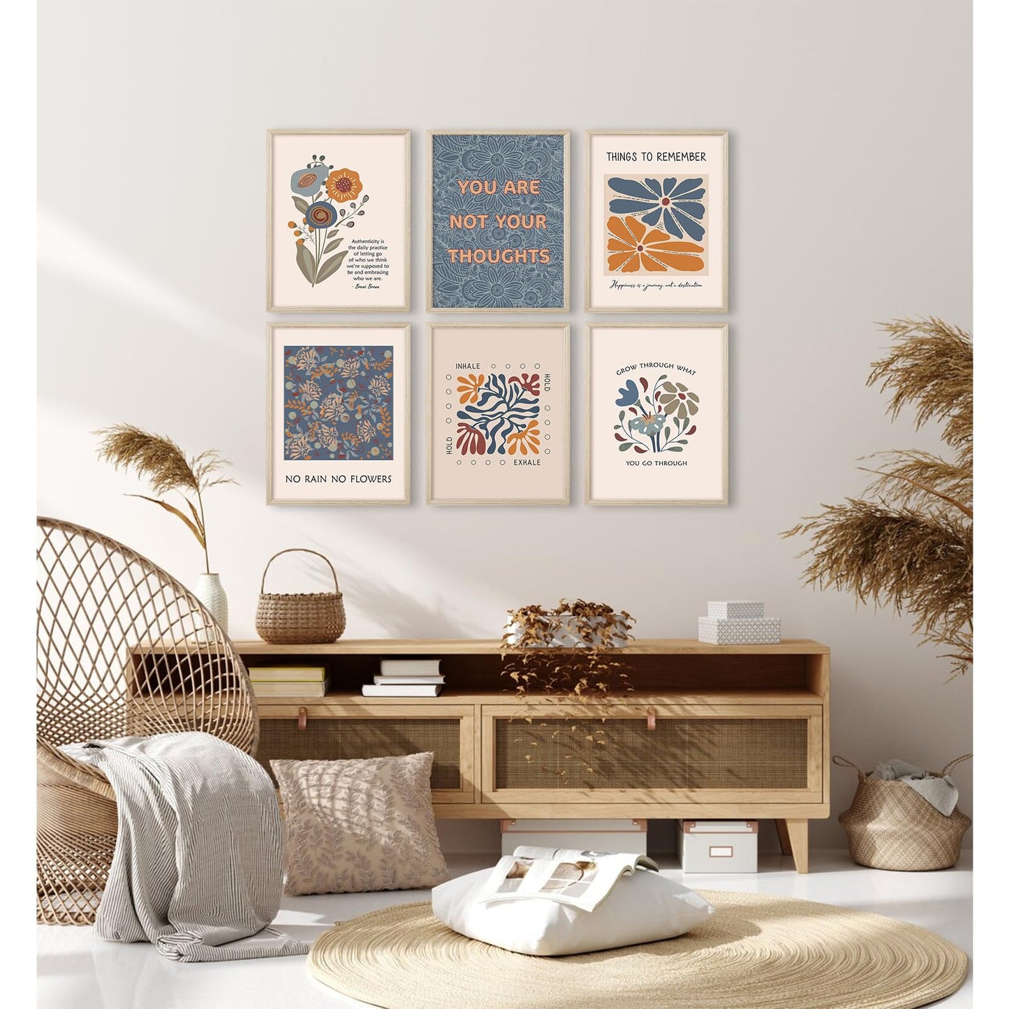 Mental Health Wall Art Poster Motivational Canvas Wall Decor Therapy Office Poster Decor Boho Inspirational Prints Psychology Positive Quotes Pictures Artwork for Classroom 8x10x6 Inch Framed