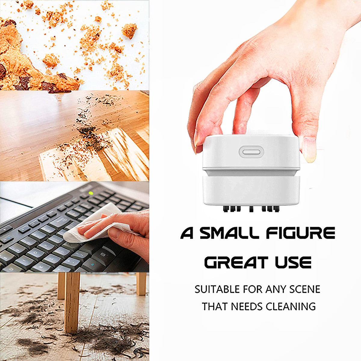 TRZLIFE USB Rechargeable Mini Desk Crumb Vacuum, Portable Cordless Desktop Cleaner for Keyboard, Desktop, Countertop, Drawer, Ideal Office Accessory, Pink