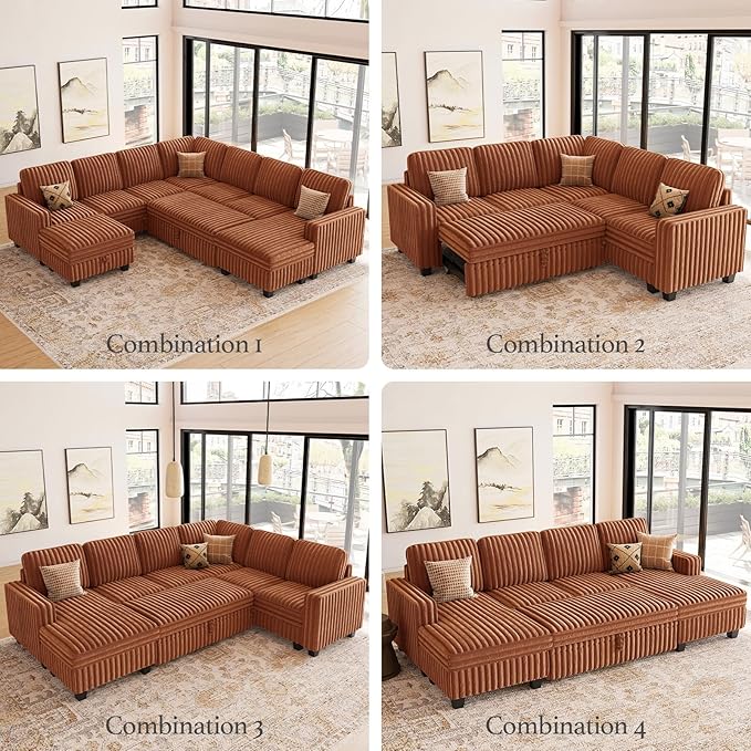 Belffin Corduroy Fabric Ottoman