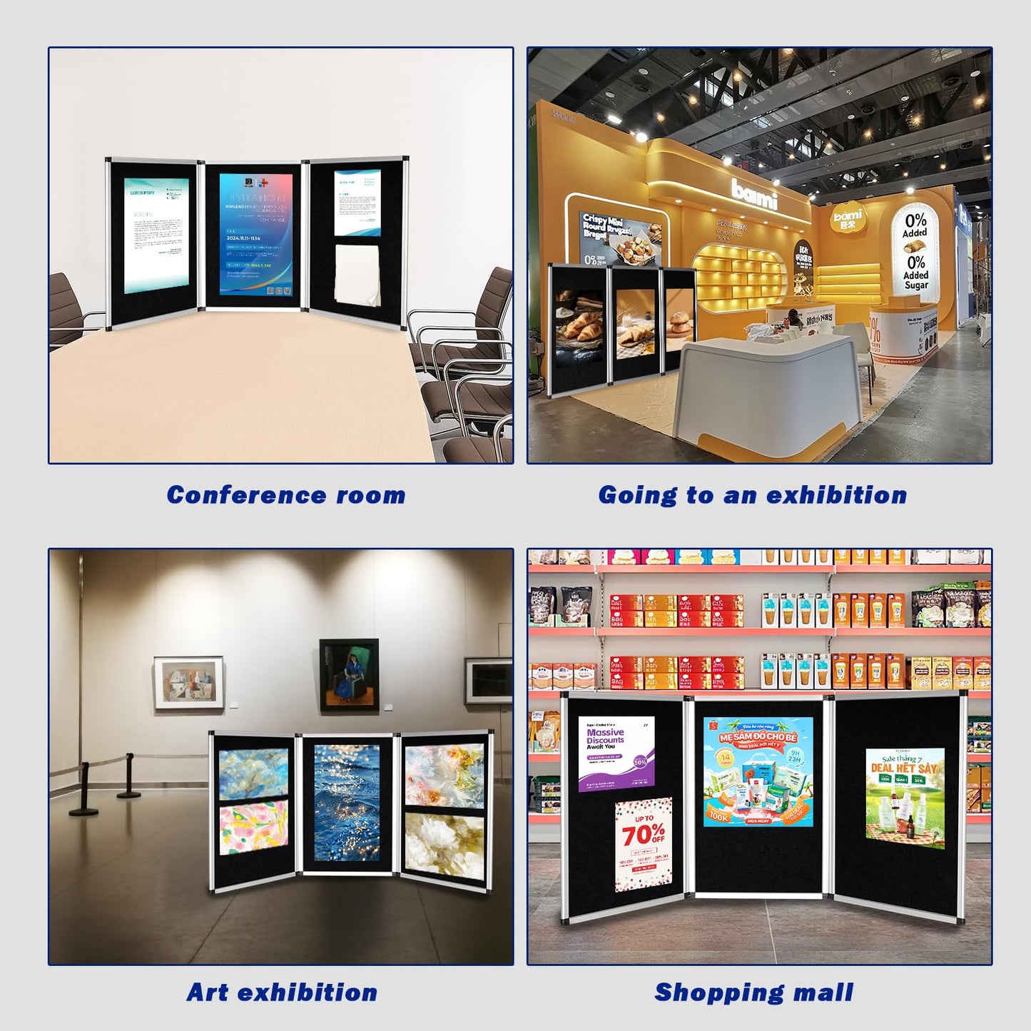3 Panel Trade Show Presentation Board,Poster Board with Storage Bag Large Tabletop Display Board Folding Art Panel Display for School,Vendor Events,Science Fair Exhibitions (B)