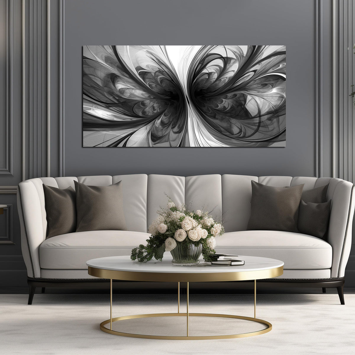 TYTAUPT Black and White Pictures for Wall Abstract Art Wall Decor for Living Room Bedroom Office Wall Art 24 x 48 Inch