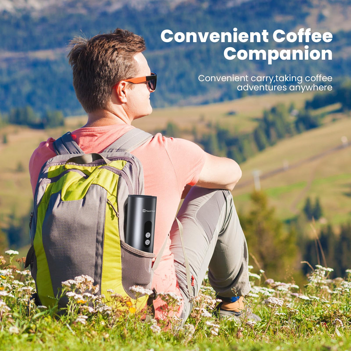 Maestri House 150W Espresso Maker with 2-3 Min Fast Self-Heating, Portable Travel Espresso Coffee Machine with Bag, Small Tea Cup Also Holder for NS Capsule & Ground Coffee for Car Camping, RV, Hiking