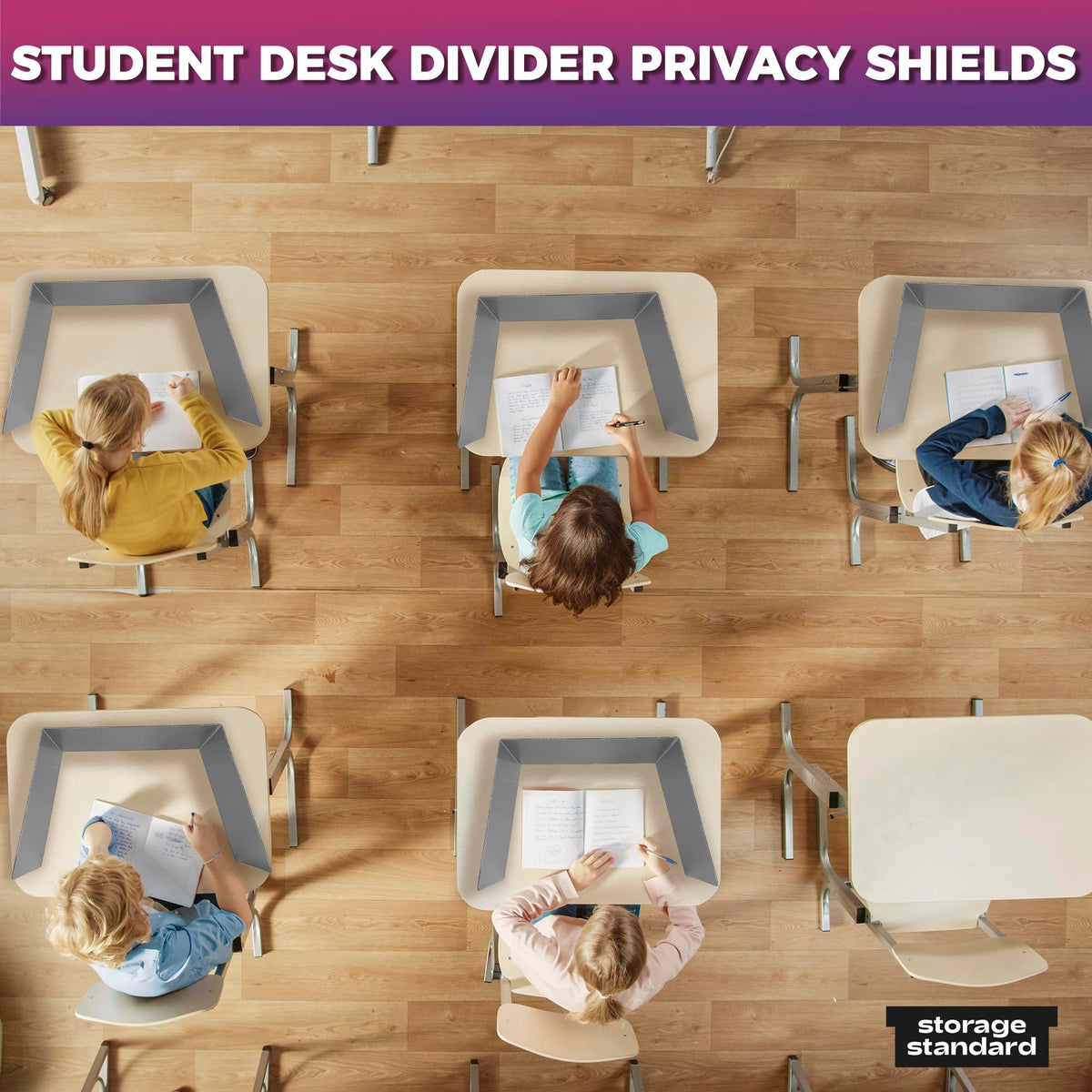 22-Pack Desk Dividers for Students - Waterproof & Durable Plastic Privacy Shield Divider, Classroom Folders Teacher Supplies, Easy-to-Clean Plastic Study Carrel Folder Boards for Student Desks, Grey