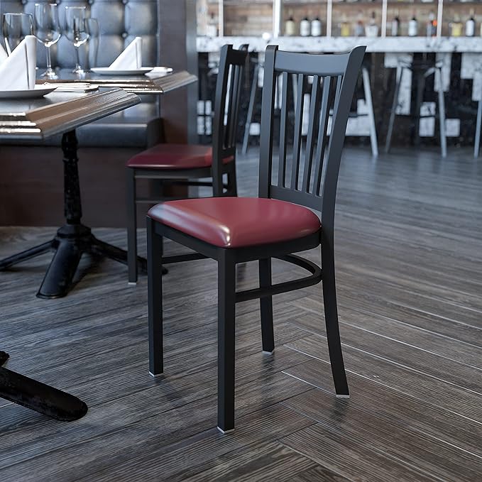 Flash Furniture HERCULES Series Black Vertical Back Metal Restaurant Chair