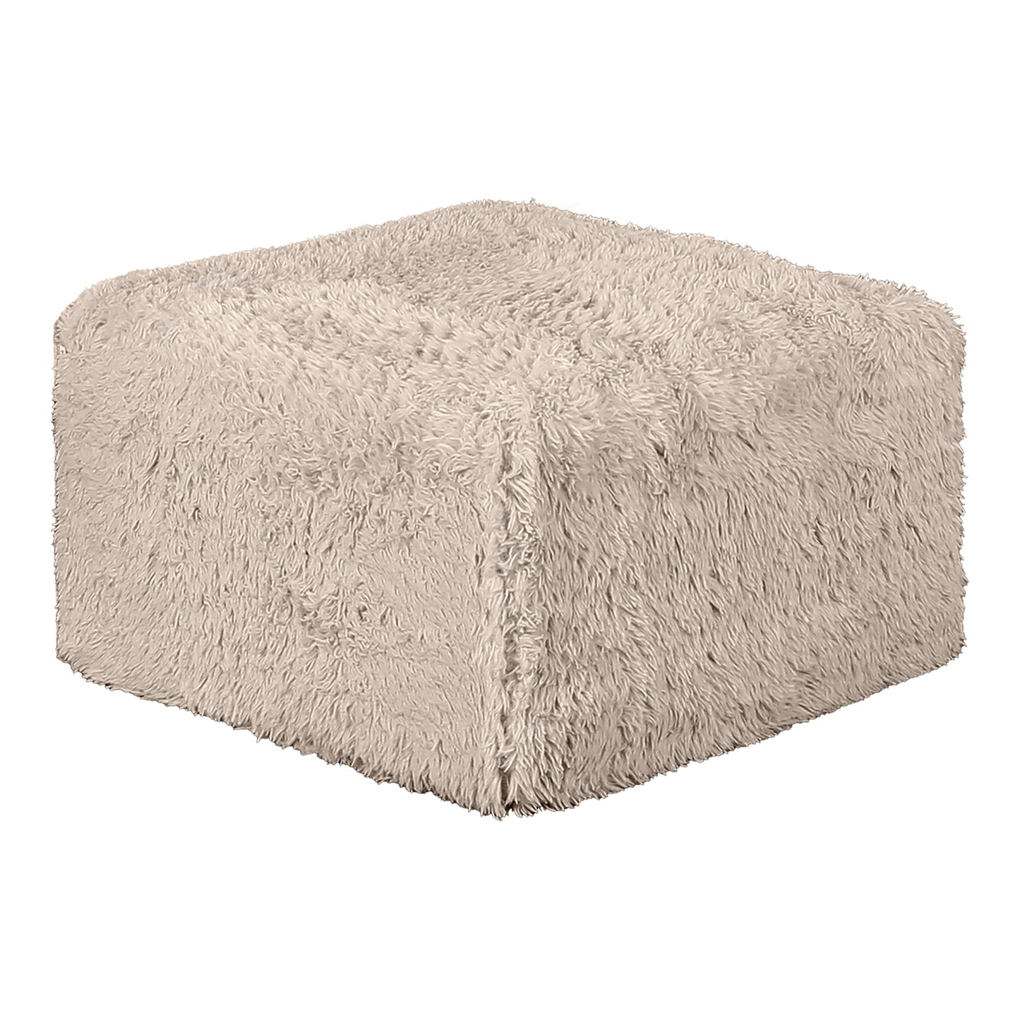 Furniture of America Havyn Modern Faux Fur 1-Seater Square Modular Foam Ottoman, Compressed Couch in a Box, No Assembly Required, for Living Room and Office, Taupe