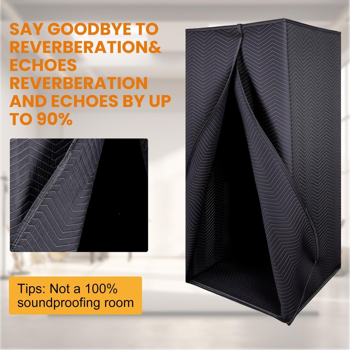 Portable Vocal Booth, 6.28 ft Height, Echo-Free Recording Booth Sound Booth, Foldable Home Recording Studio Vocal Booth with Carry Bag, for Voiceovers, Music, Game, Podcasts, Black