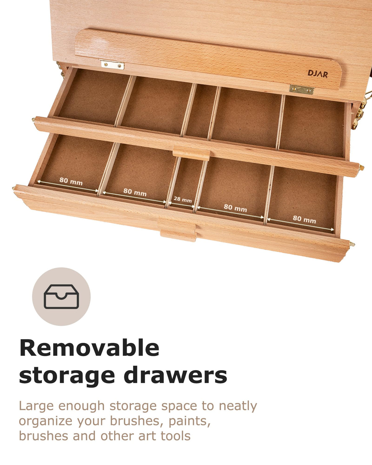 DJAR Tabletop Easel for Painting with 3 Drawer Storage, Adjustable Portable Beechwood Desktop Easel Sketchbox, Art Painting Stand for Adults, Students