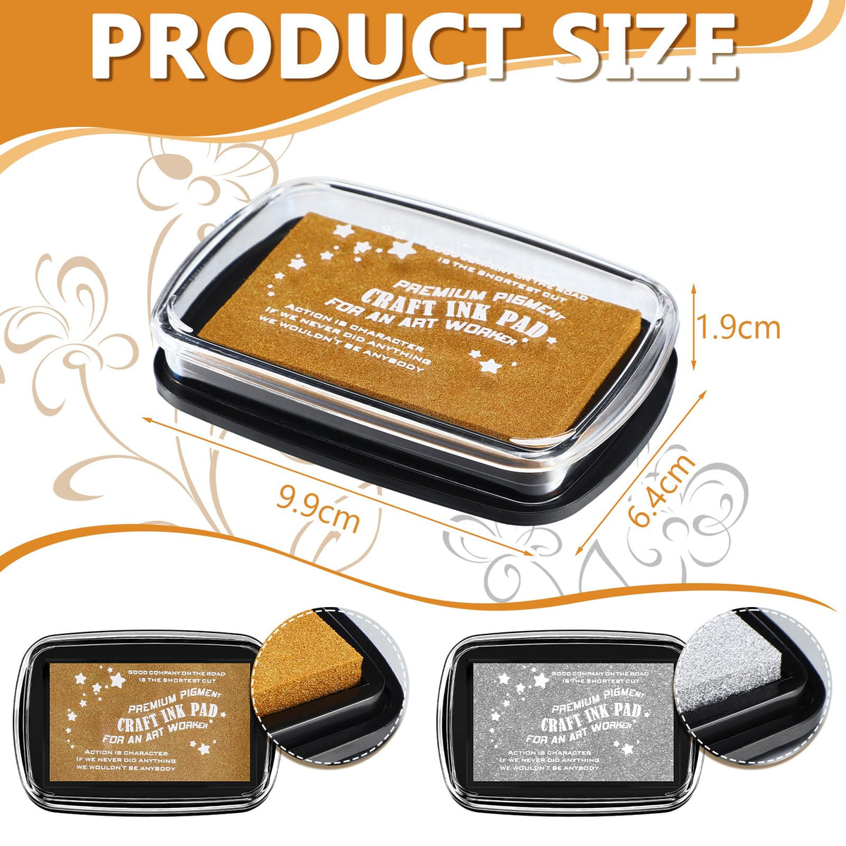 Fuyoooo 2 Pack Stamp Pad Craft Ink Pad Set for Rubber Stamps Metallic Gold & Silver for Wedding Invitations Scrapbooking Card Making Embossing DIY Art Projects Supplies
