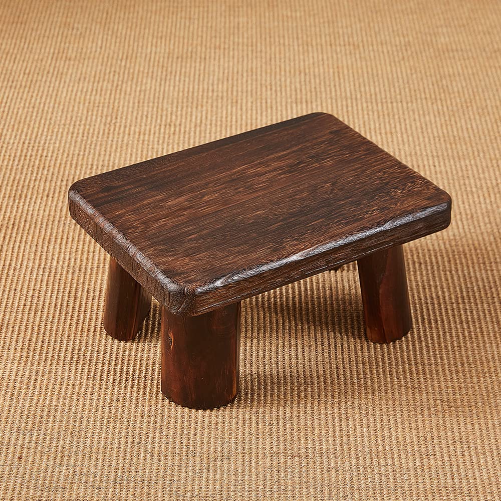 SINOBEST Wooden Stool, Rectangular Bedside Step Stool, Step Ladder for Kitchen & Bathroom, Foot Rest Stool Under Desk, Super Sturdy Hold Up to 500 LBS