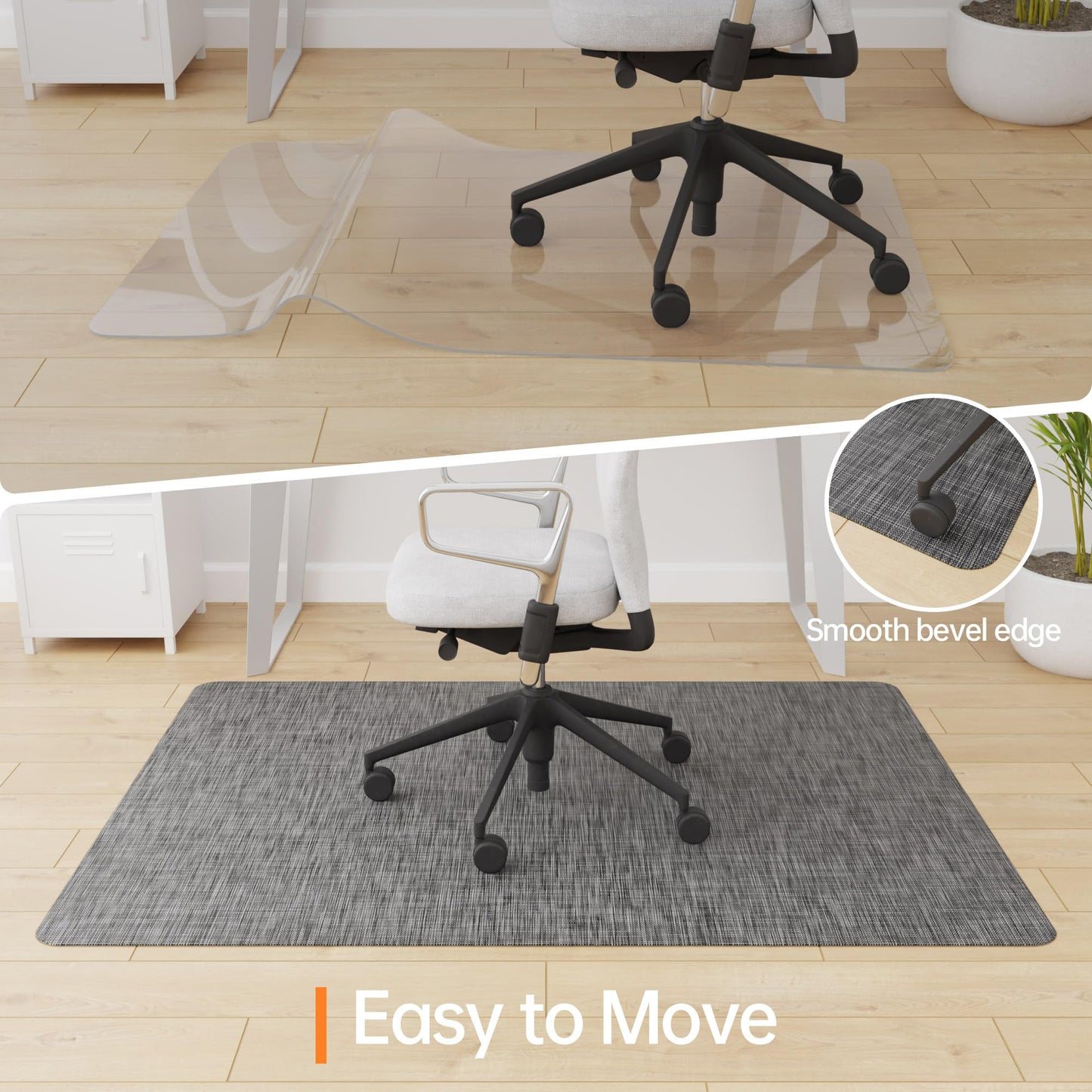 Homek Office Chair Mat for Hardwood & Tile Floor, 30"x48" Computer Chair Mat, Non-Curve Anti Slip Hard Floor Protector for Rolling Chair, PVC Mat Desk Rug for Home Office