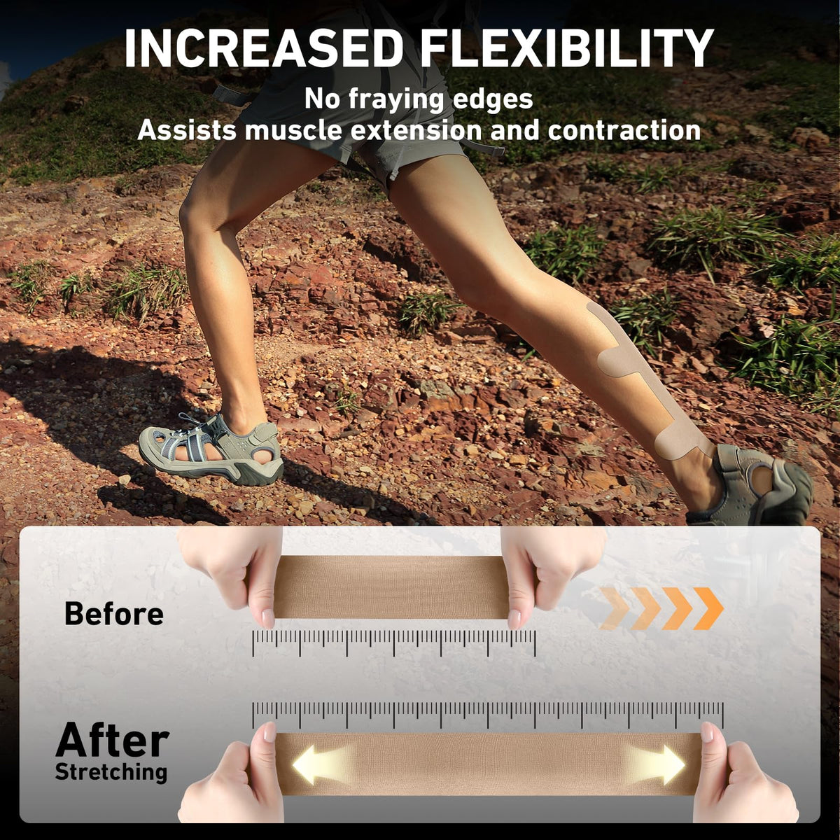 Kinesiology Tape for Achilles Tendon, KTQUICK 12 Count Achilles Tendon Tape Precut, Original Cotton Waterproof&Breathable, Enhance Elastic Kinesiology Athletic Tape for Achilles&Muscle Support(Beige)