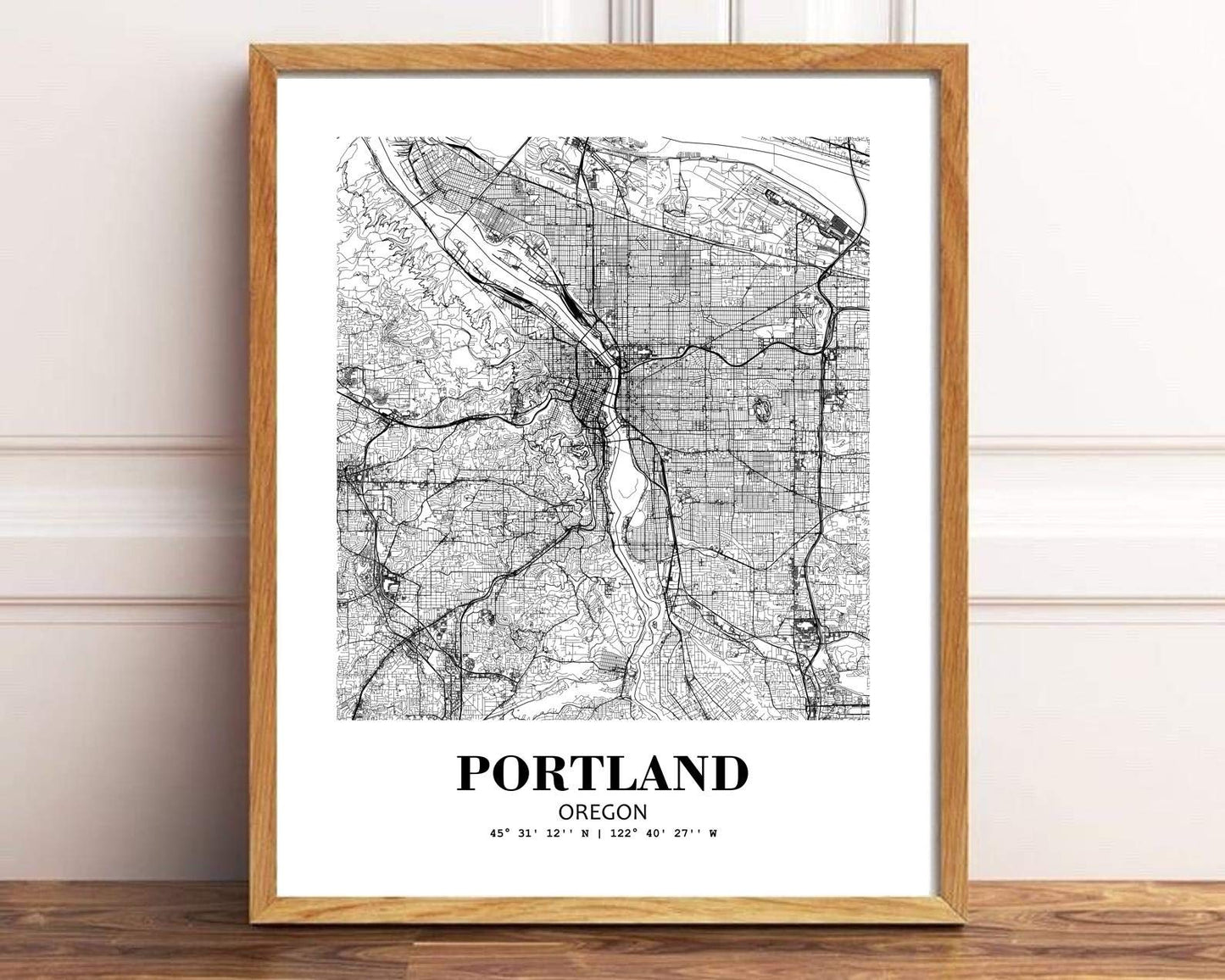 Eleville 11X14 Unframed Portland Oregon City View Abstract Road Modern Map Art Print Poster Wall Office Home Decor Minimalist Line Art Hometown Housewarming wgn453