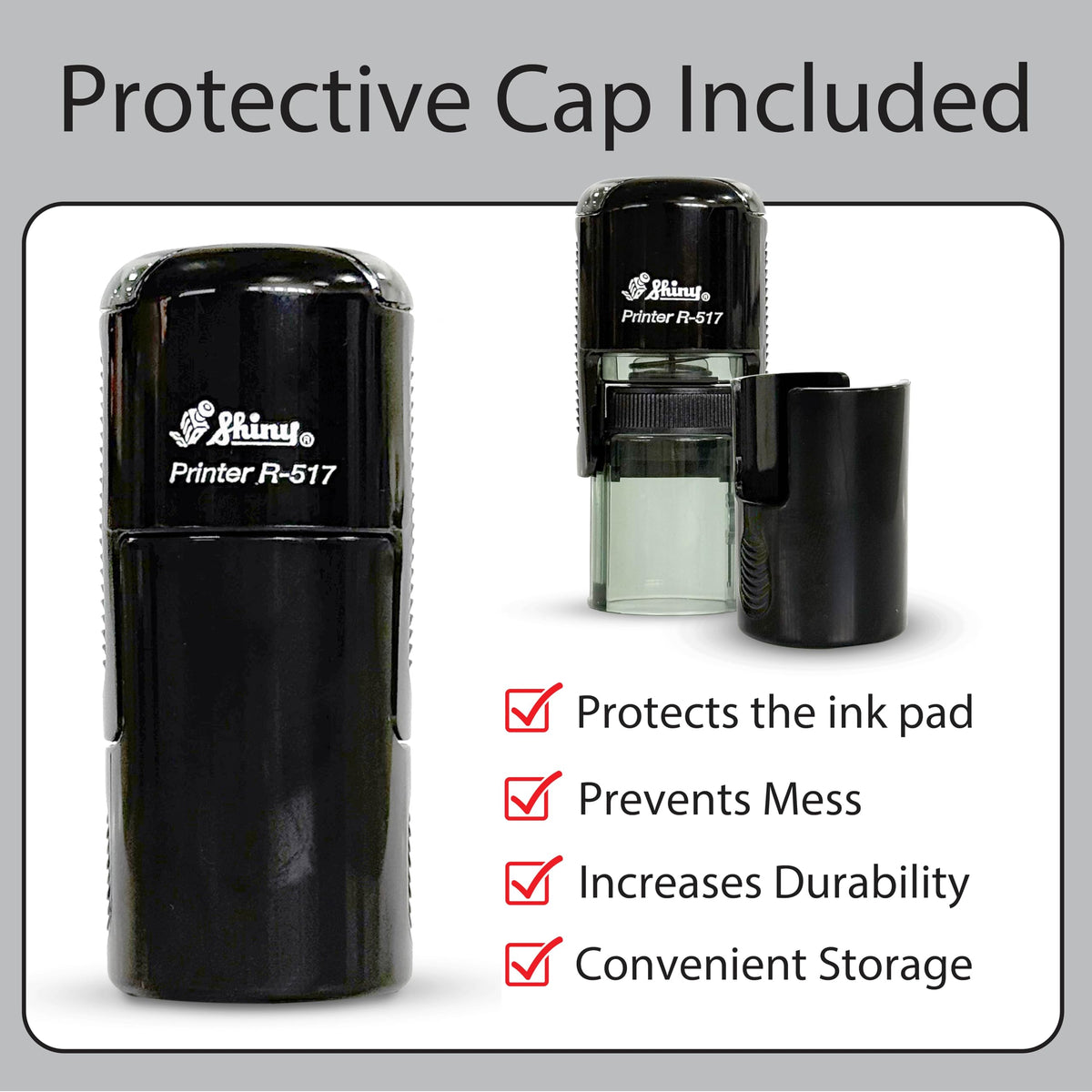 Shiny Pleasure Serving You Stamp, Round Self Inking Stamp for Office and Retail, Purple Ink