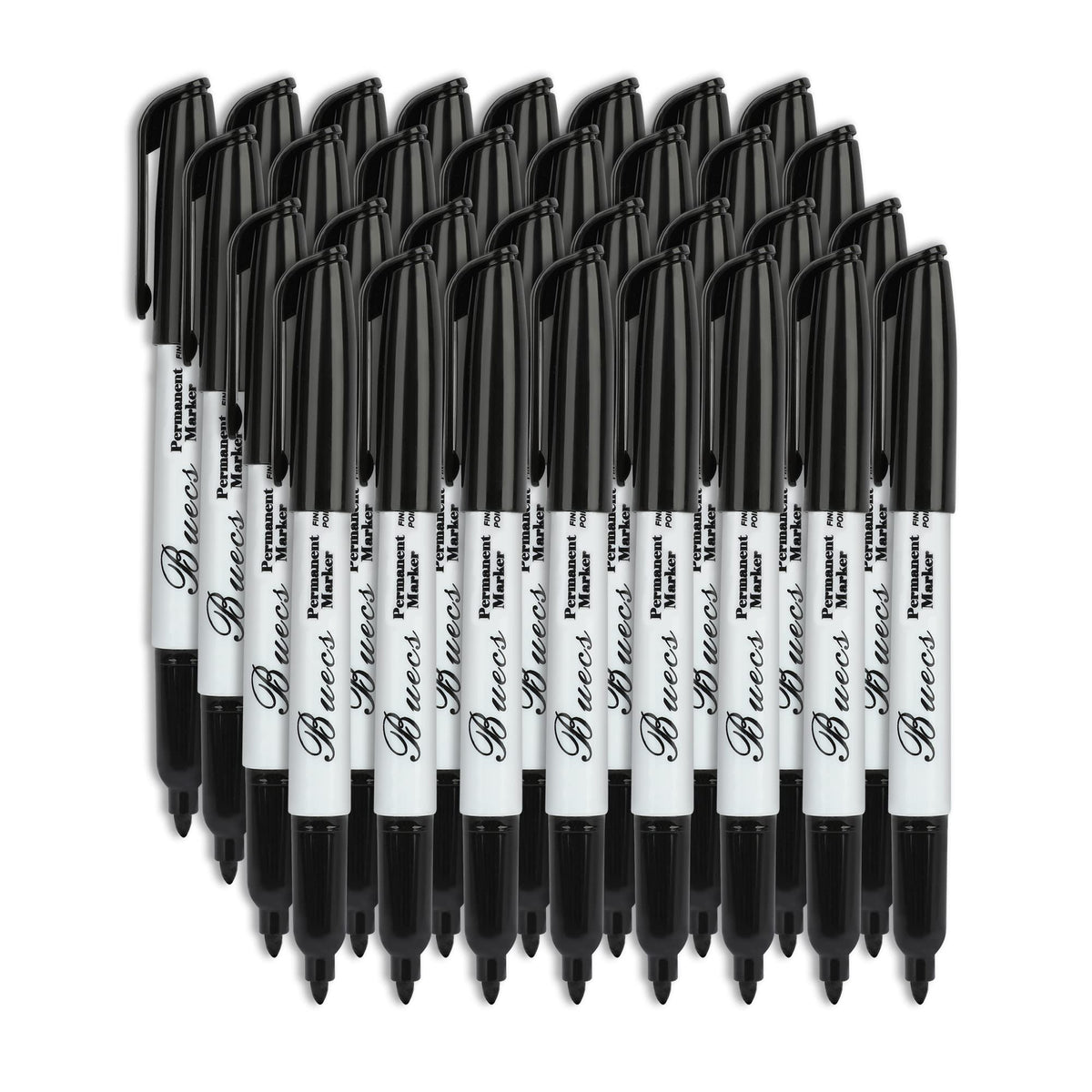 Buecs Permanent Markers, 80 Count Black Permanent Markers, Fine Point, Waterproof & Smear Proof Markers, Quick Drying, Office Supplies for School, Office, Home