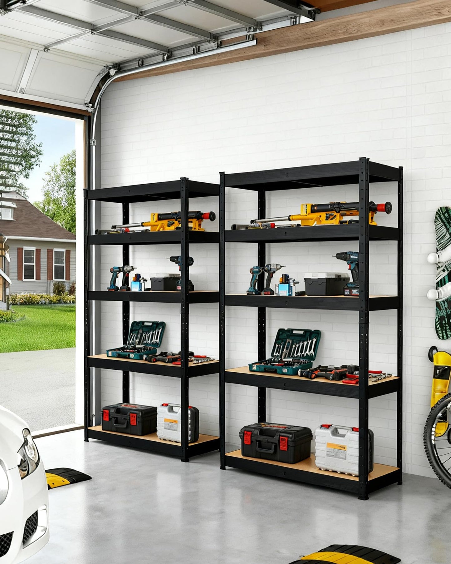 JoanKaren Heavy Duty Garage Shelving, 5-Tier Metal Storage Shelves, 48" x 18" x 72" Standing Shelving Unit, Adjustable Utility Rack for Kitchen Warehouse Industrial Basement