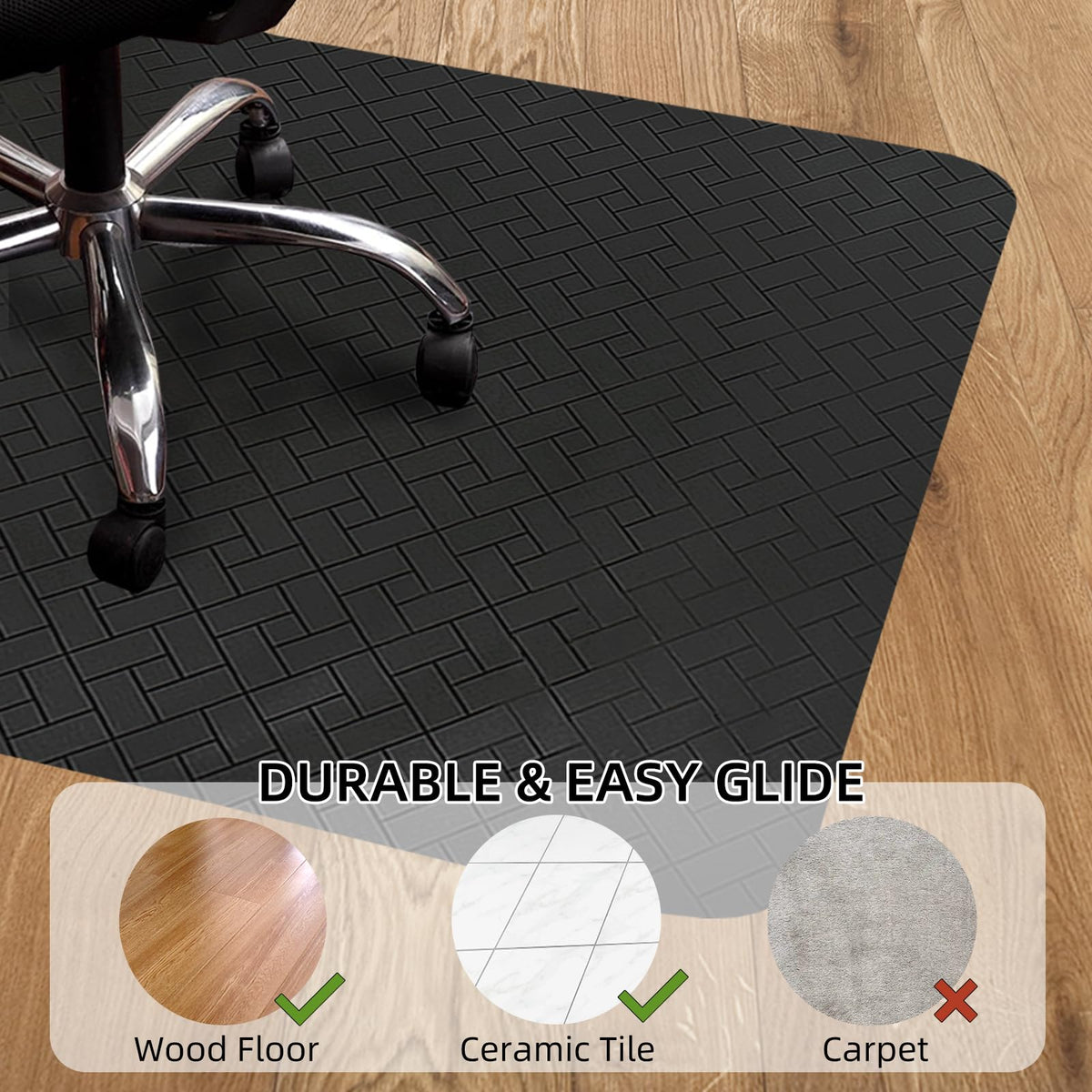 Office Chair Mat for Hard Floor, 63"x51" Large Computer Chair Mat, Multi-Purpose Desk Floor Protector for Work, Home, Gaming