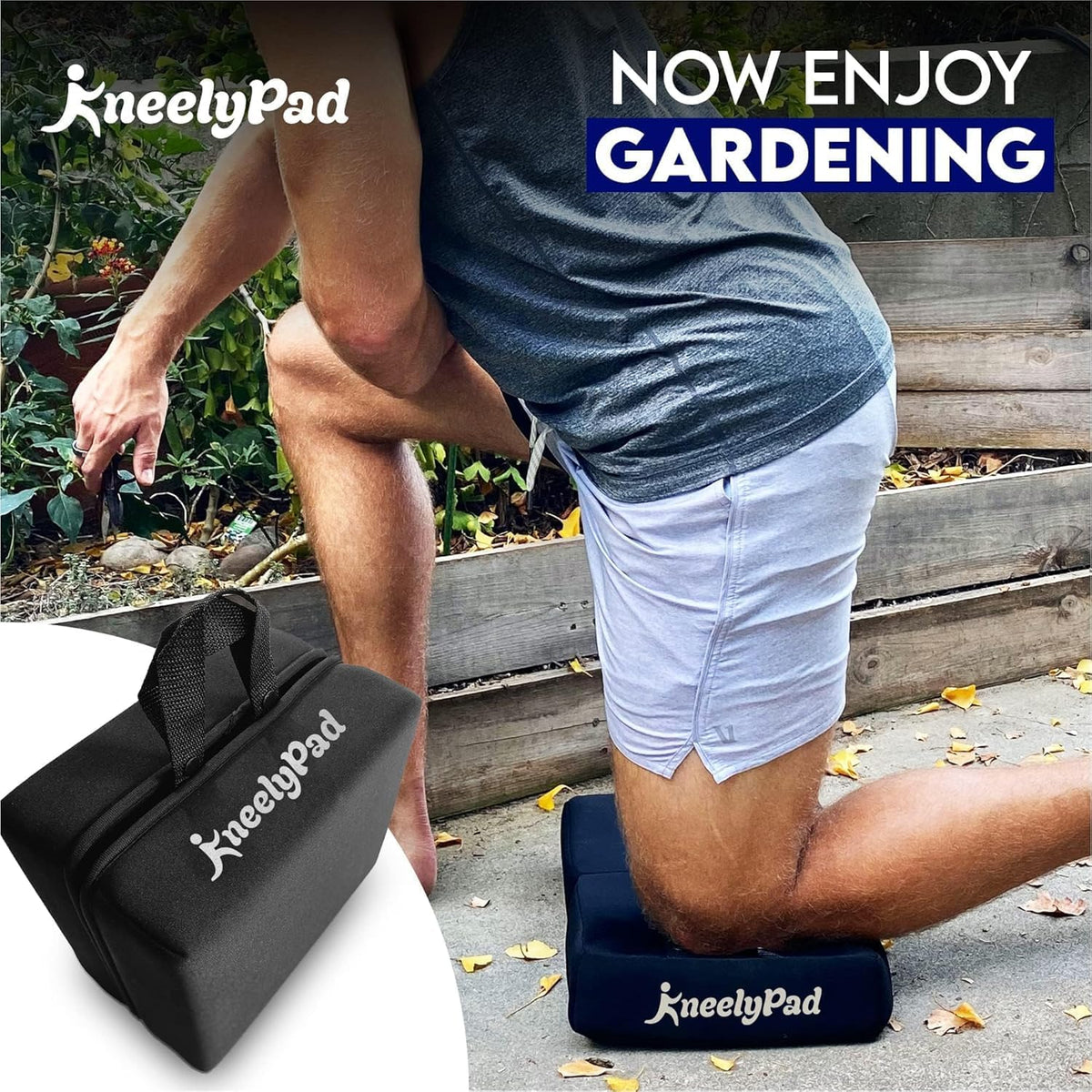 KneelyPad by Kneely | Kneeling Pad for Gardening, Exercise, Cleaning, & Mechanic Work | Extra Thick Memory Foam Knee Cushion for Gardening & More with Washable Cover | Foldable Knee Pad with Handle