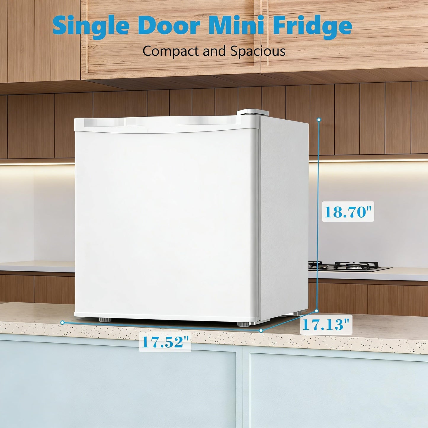 Antarctic Star Mini Fridge with Freezer, Rated 1.6 cu.ft, Small Upright Refrigerator with Removable Shelves, 7 Adjustable Thermostat, Low Noise for Bedroom/Apartment/Office,White