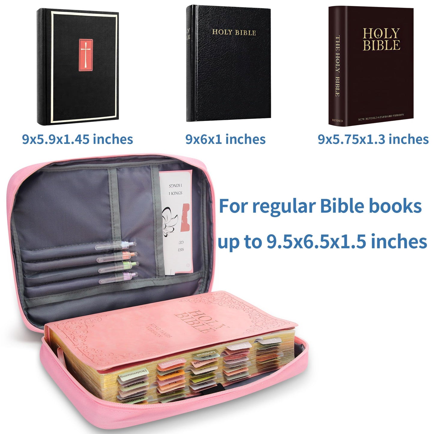 Bible Cover for Women, Bible Holder, Bible Study Supplies Accessories Bible Cover Carrier Carrying Organizer Bag, Zipper and Pockets for Standard Size Bible, Gift for Women（pinksuit）