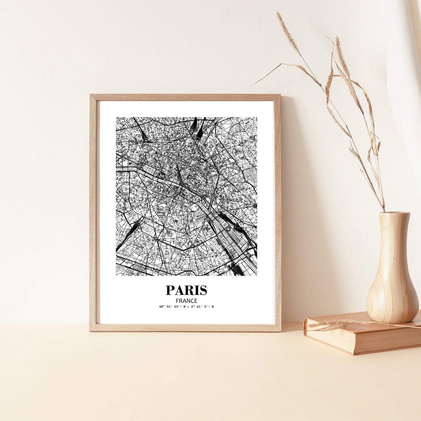 Eleville 8X10 Unframed Paris France City View Abstract Road Modern Map Art Print Poster Wall Office Home Decor Minimalist Line Art Hometown Housewarming wgn442